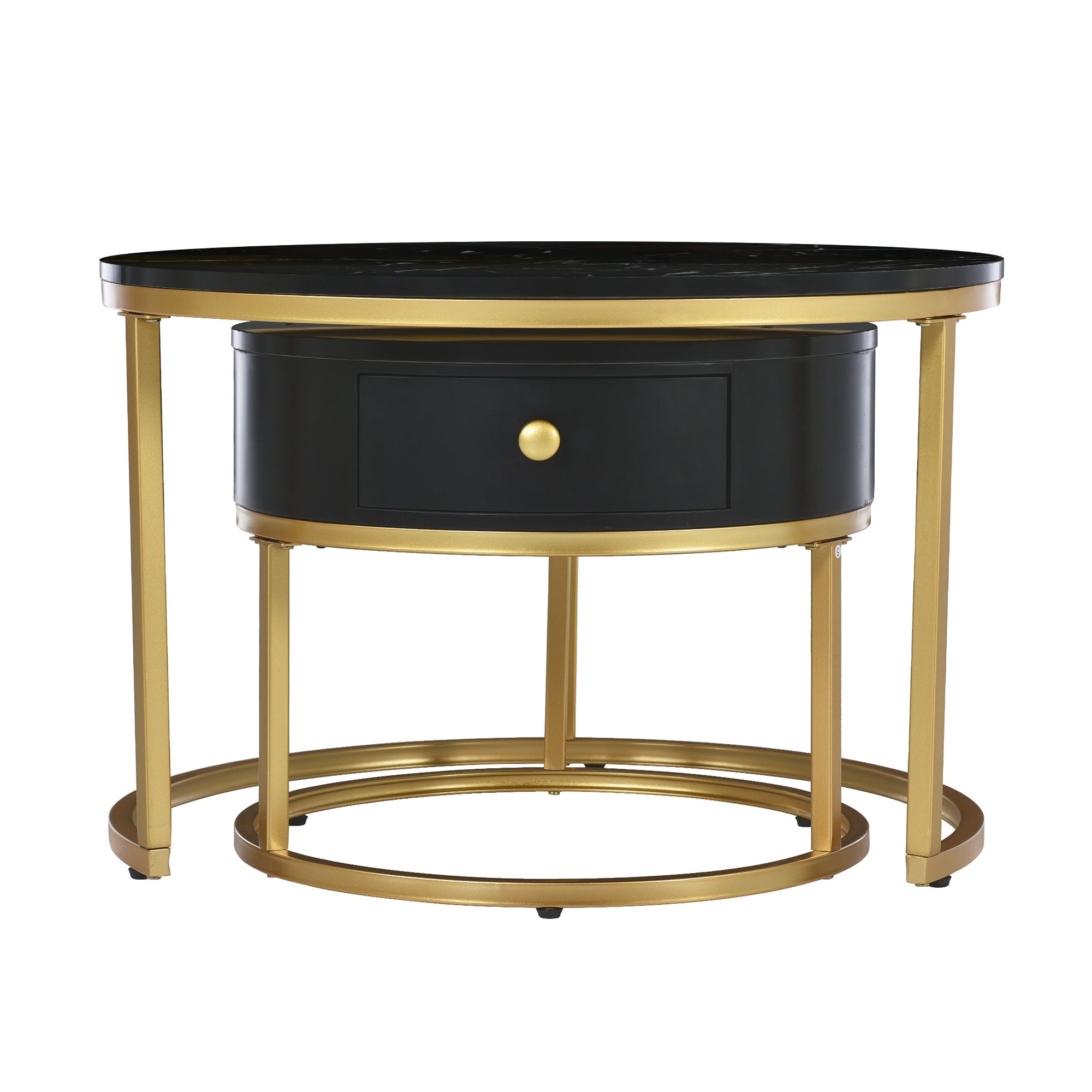 Logidon moderne salontafel met zwart marmerpatroon set van 2