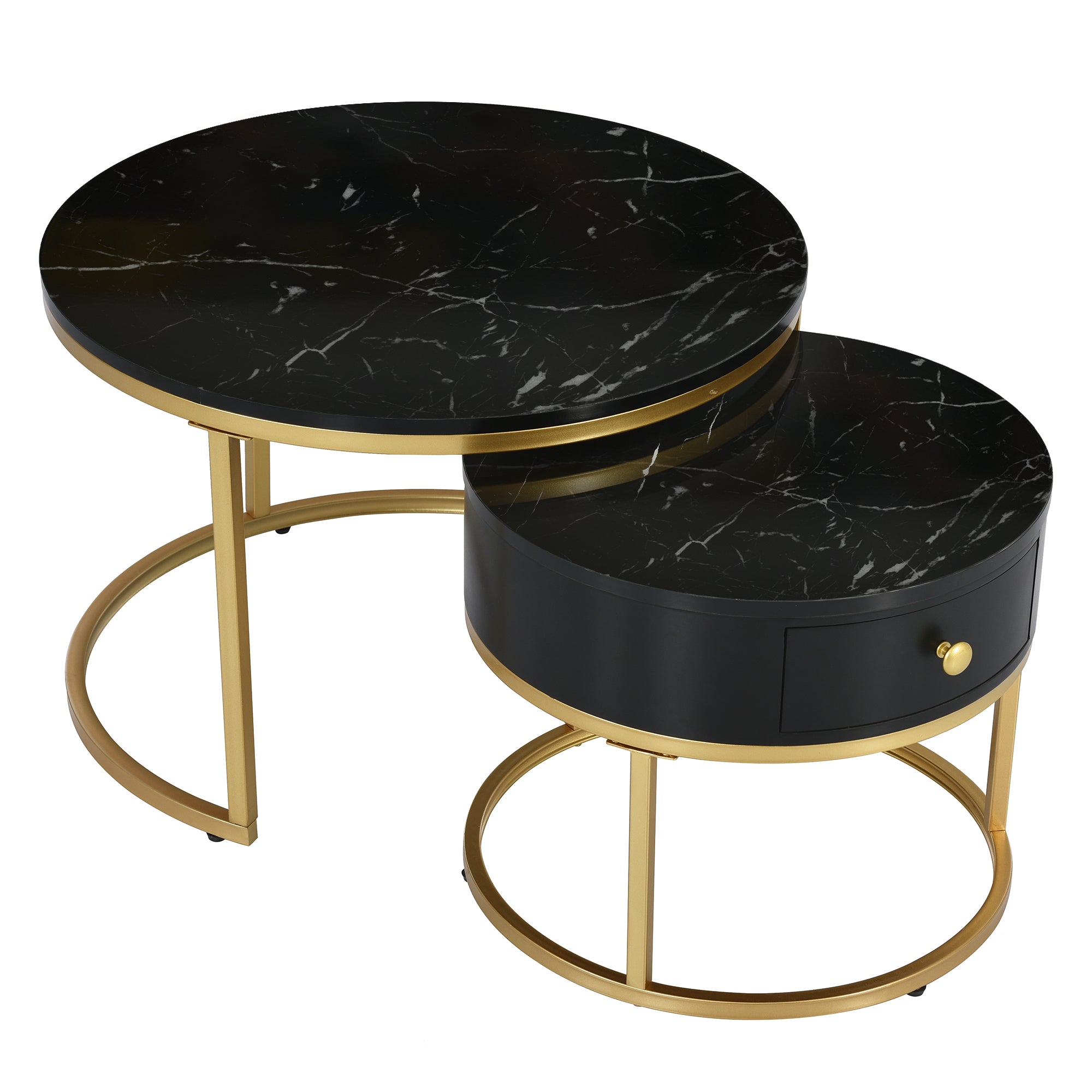 Logidon moderne salontafel met zwart marmerpatroon set van 2