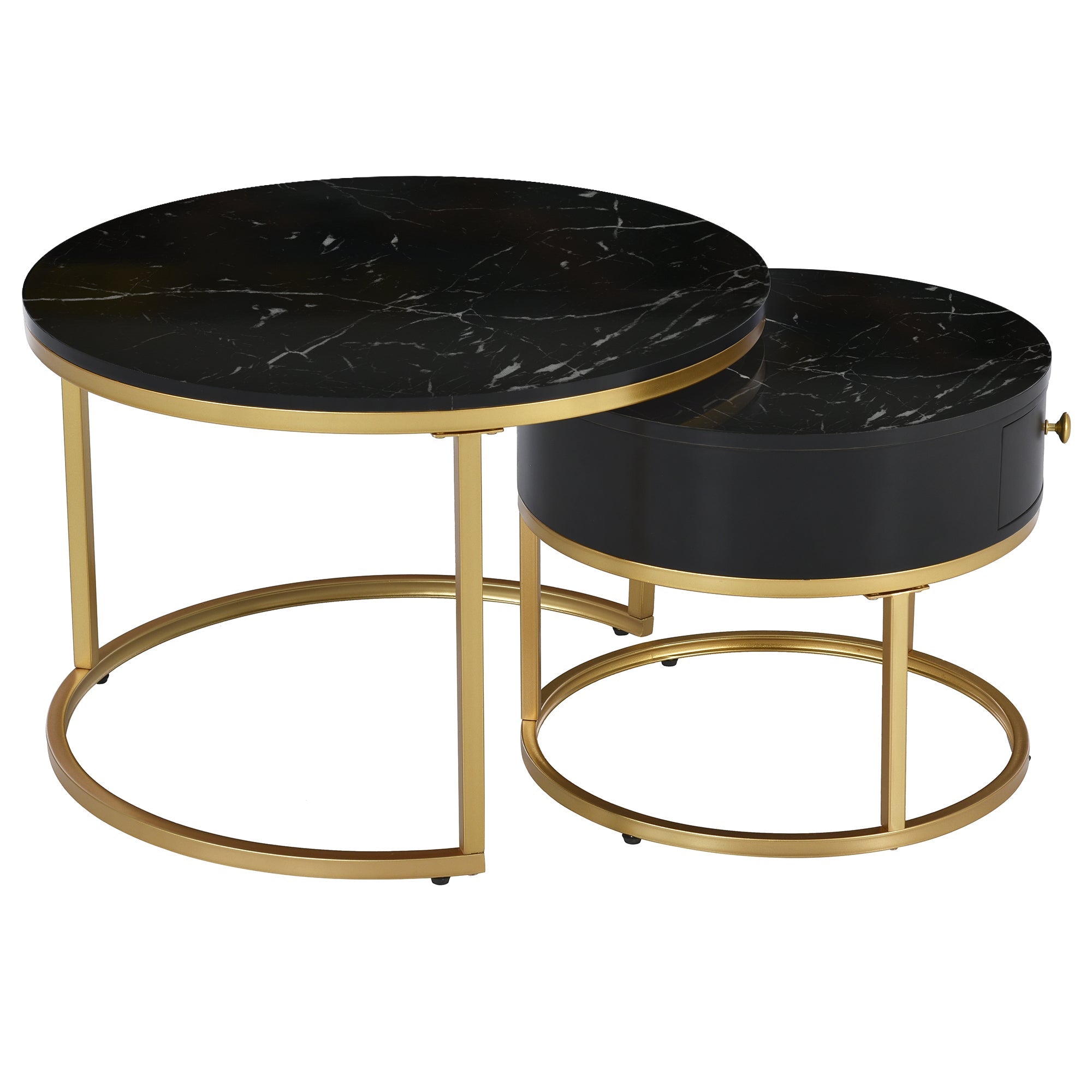 Logidon moderne salontafel met zwart marmerpatroon set van 2
