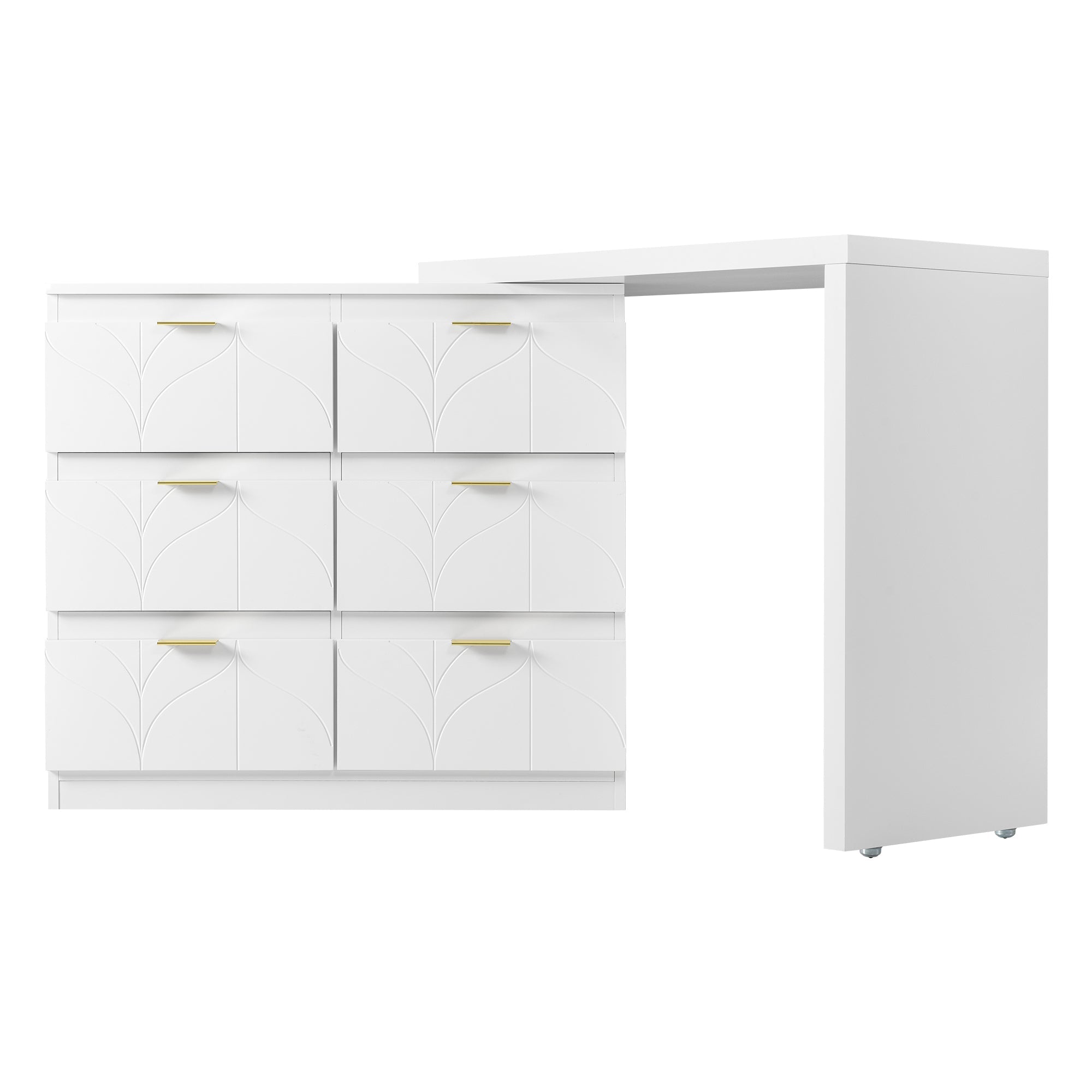 Logidon Kaptafel Met Bijzettafel 6 Laden Wit