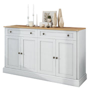 Logidon dressoir antiek wit naturel hout 150x86x40 4 deuren 2 lades