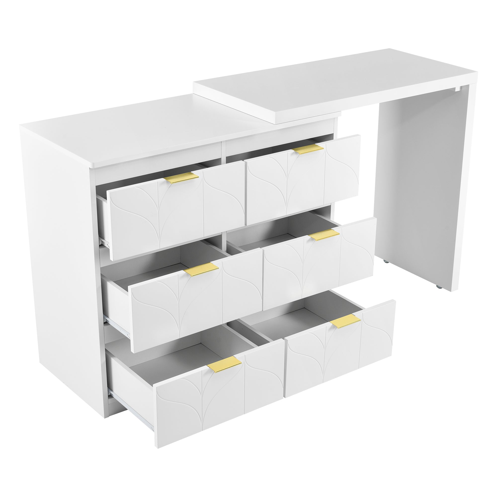 Logidon Kaptafel Met Bijzettafel 6 Laden Wit
