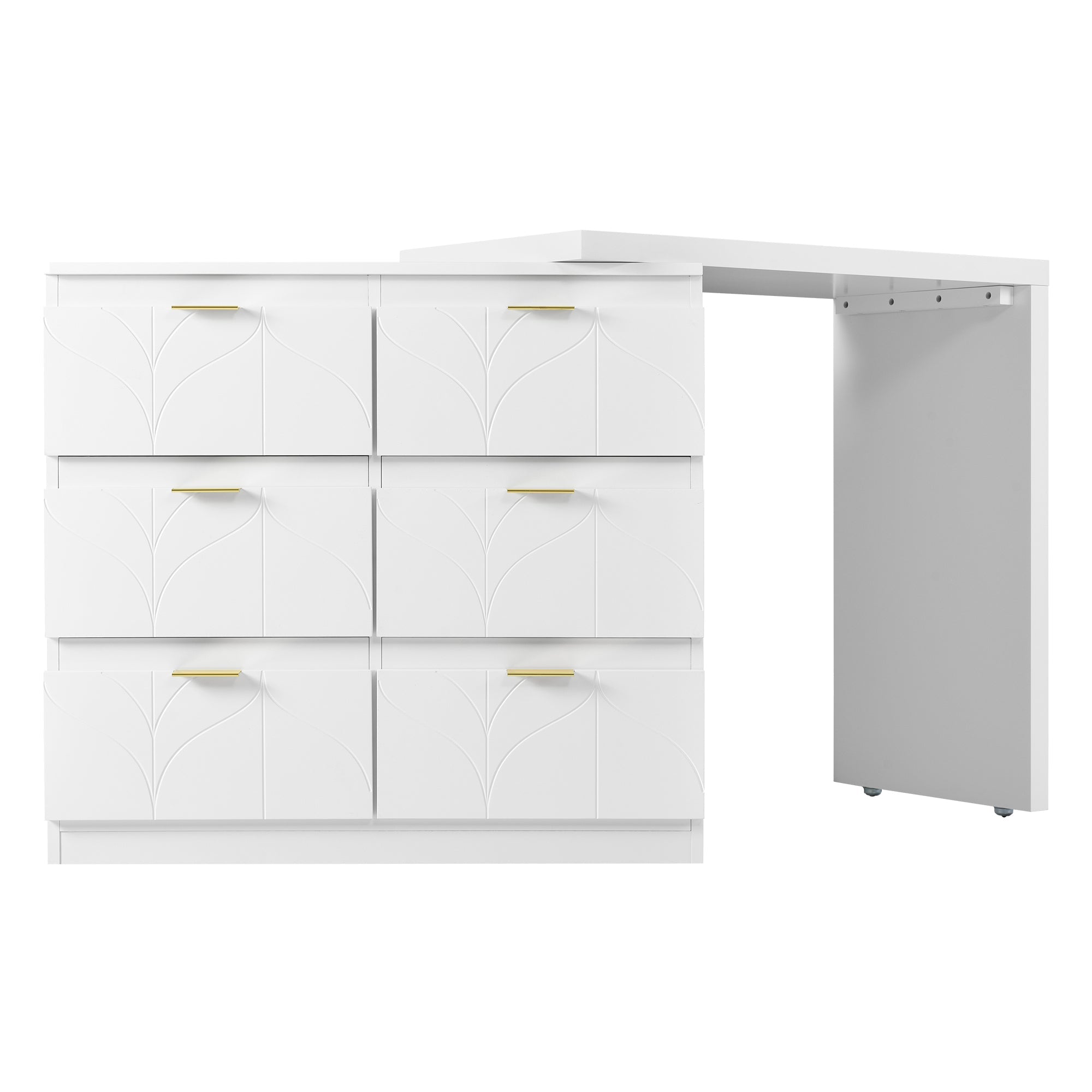 Logidon Kaptafel Met Bijzettafel 6 Laden Wit