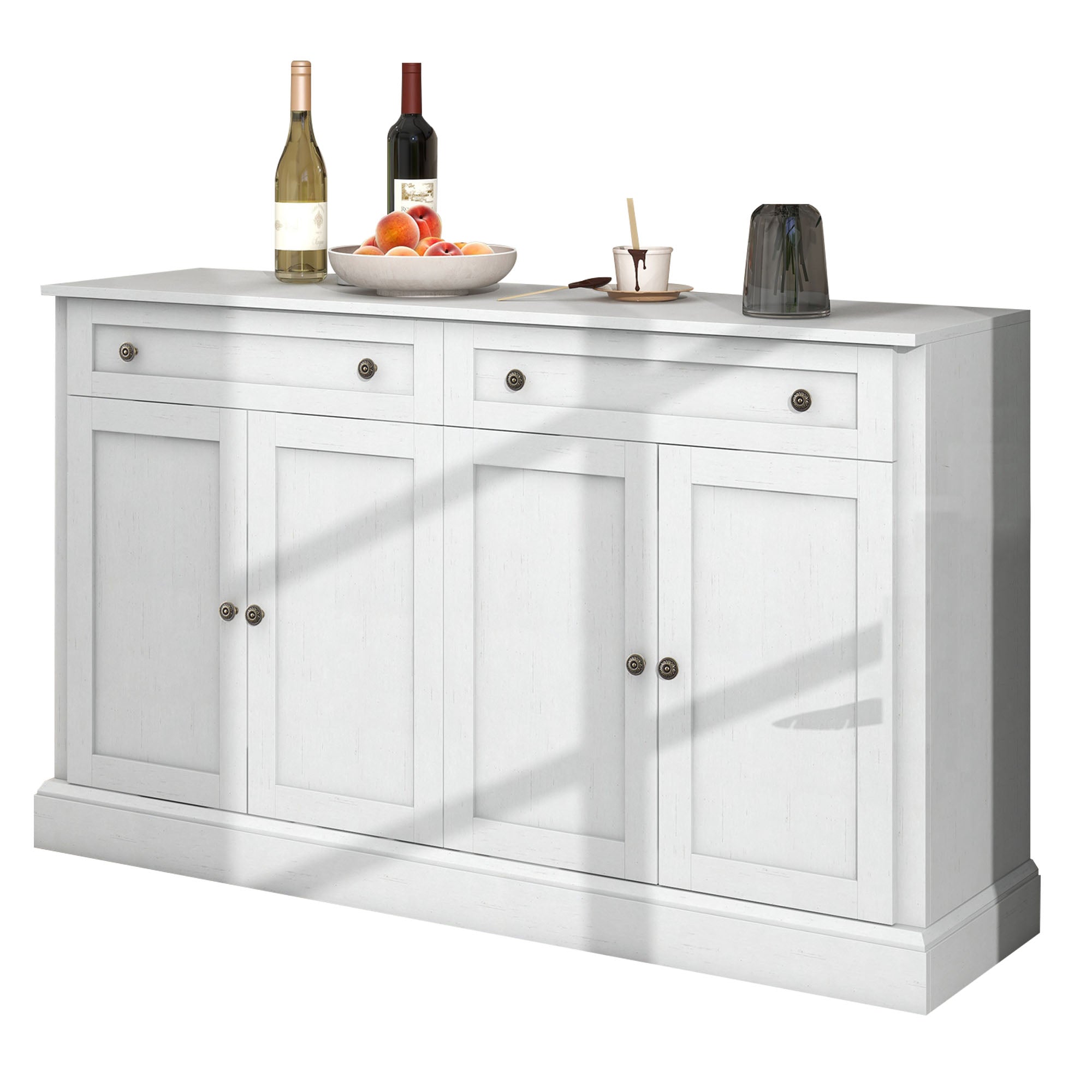 Logidon Groot dressoir 4 deuren 2 lades antiek wit 150x40x86 cm
