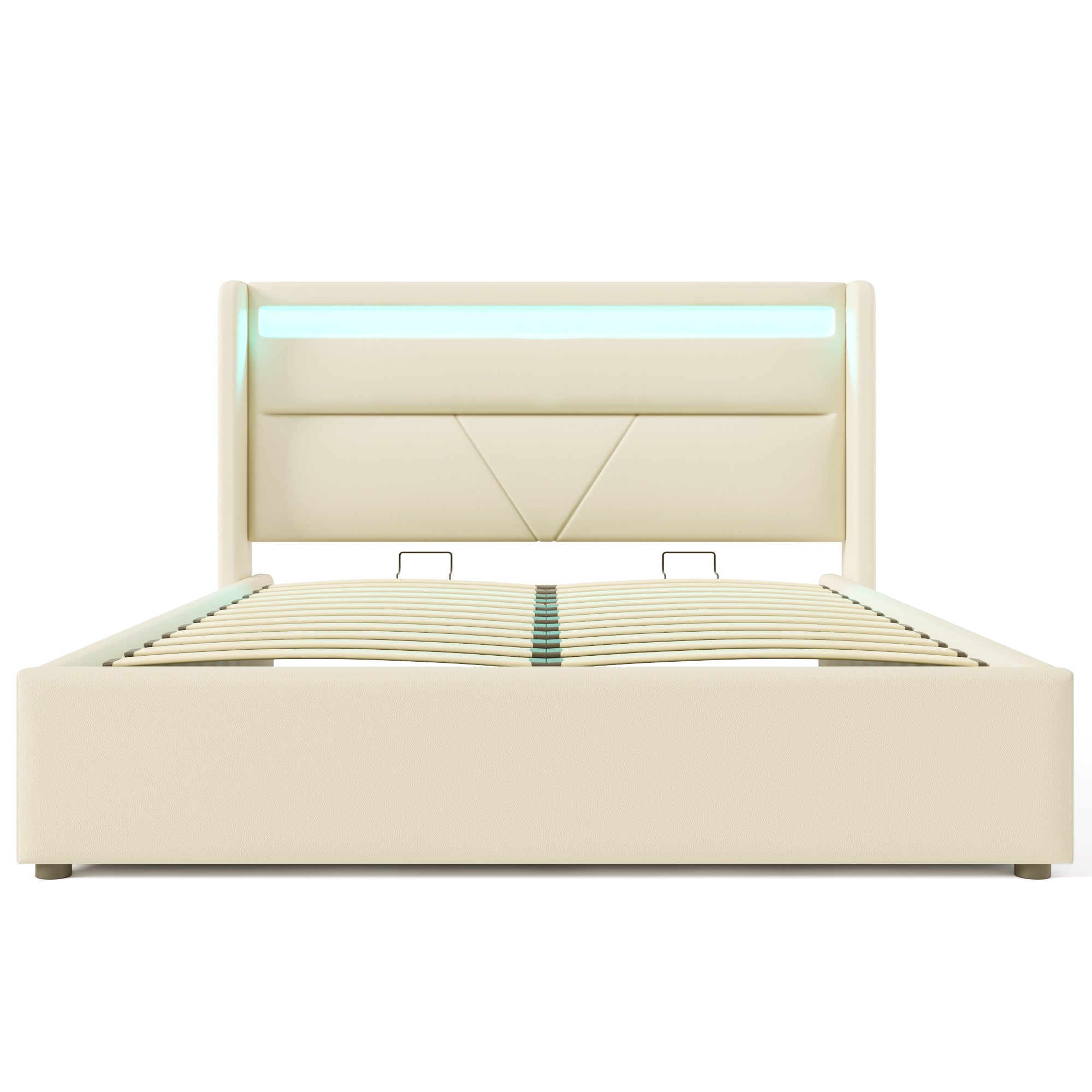 Logidon Hydraulisch Opbergbed 160x200 cm Wit Met LED Verlichting