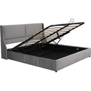 Logidon fluweel gestoffeerd bed grijs 160x200 met hydraulische opbergruimte