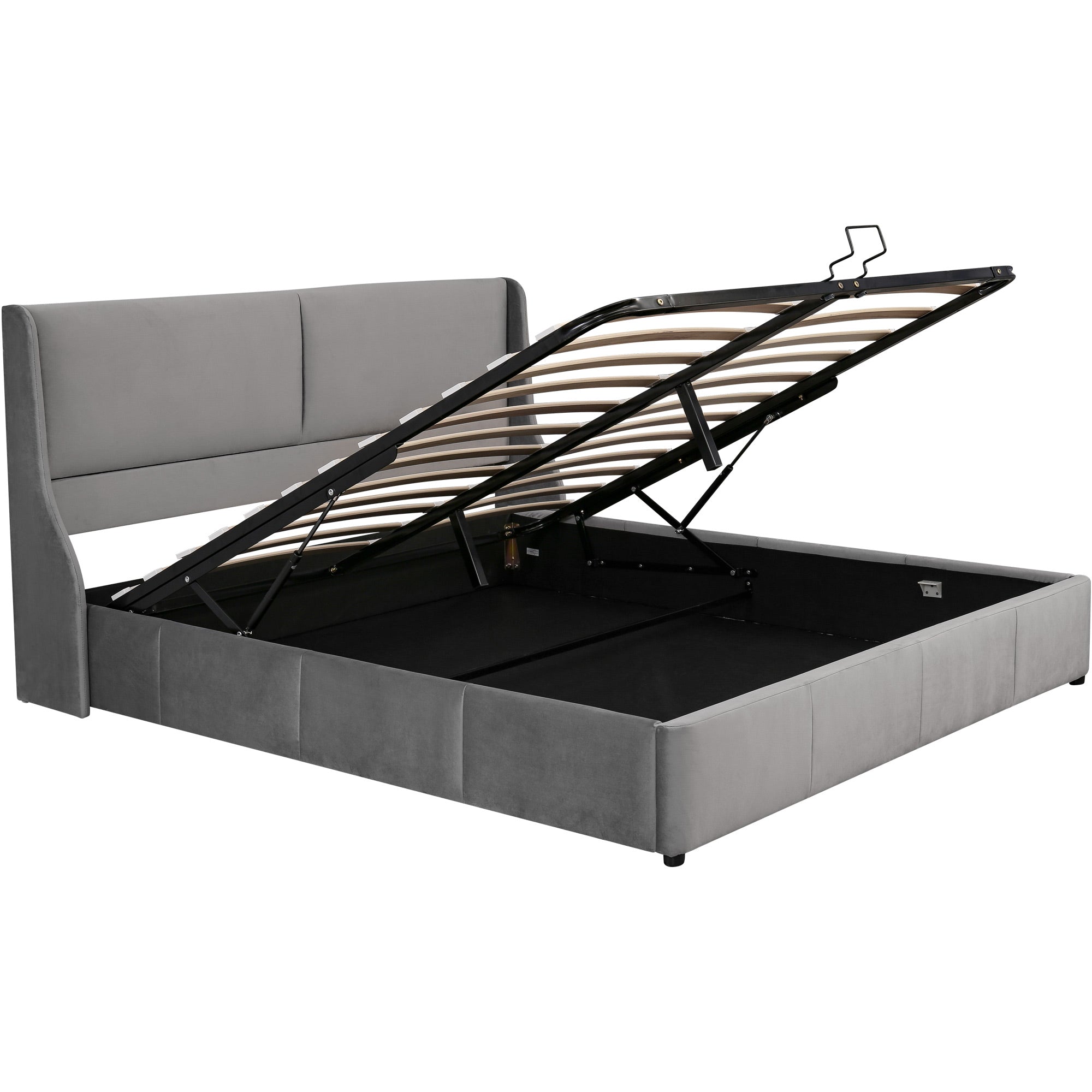 Logidon fluweel gestoffeerd bed grijs 160x200 met hydraulische opbergruimte