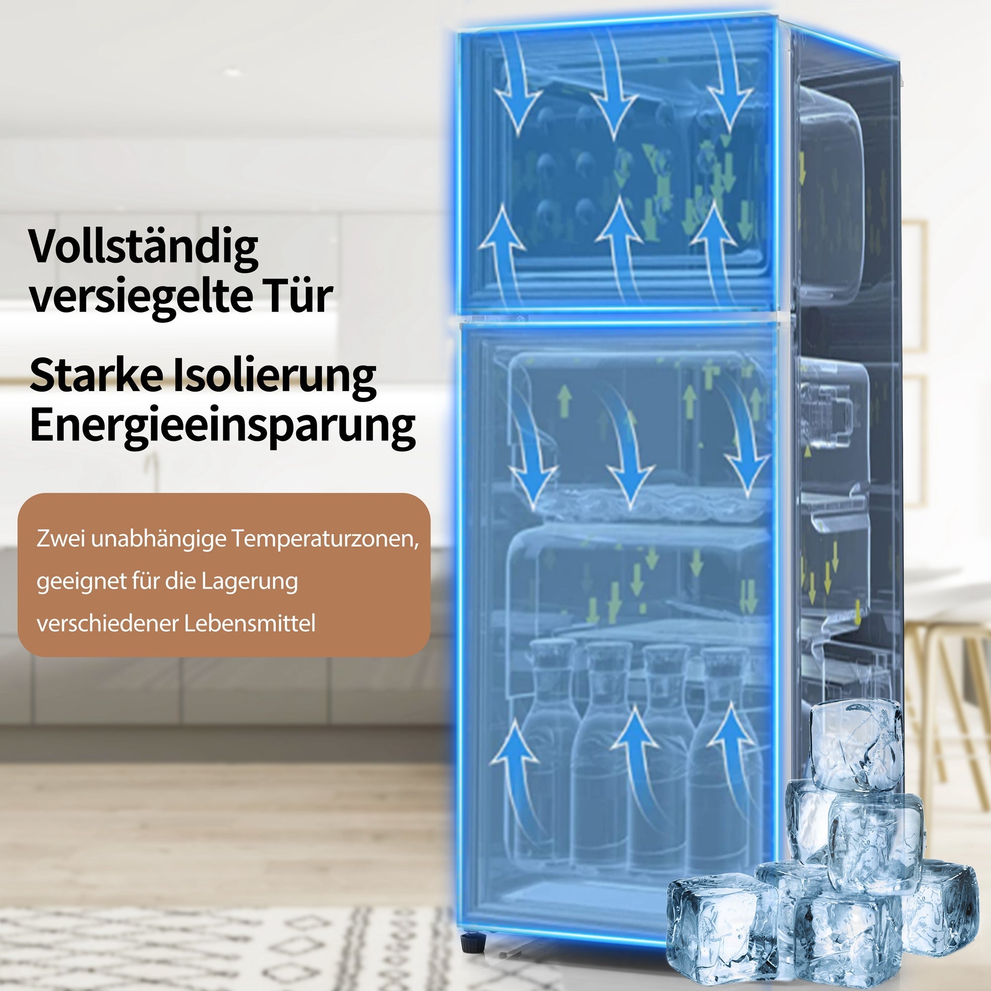 Logidon Retro Koelkast Antiek Wit Koel-vriescombinatie 105,5 cm