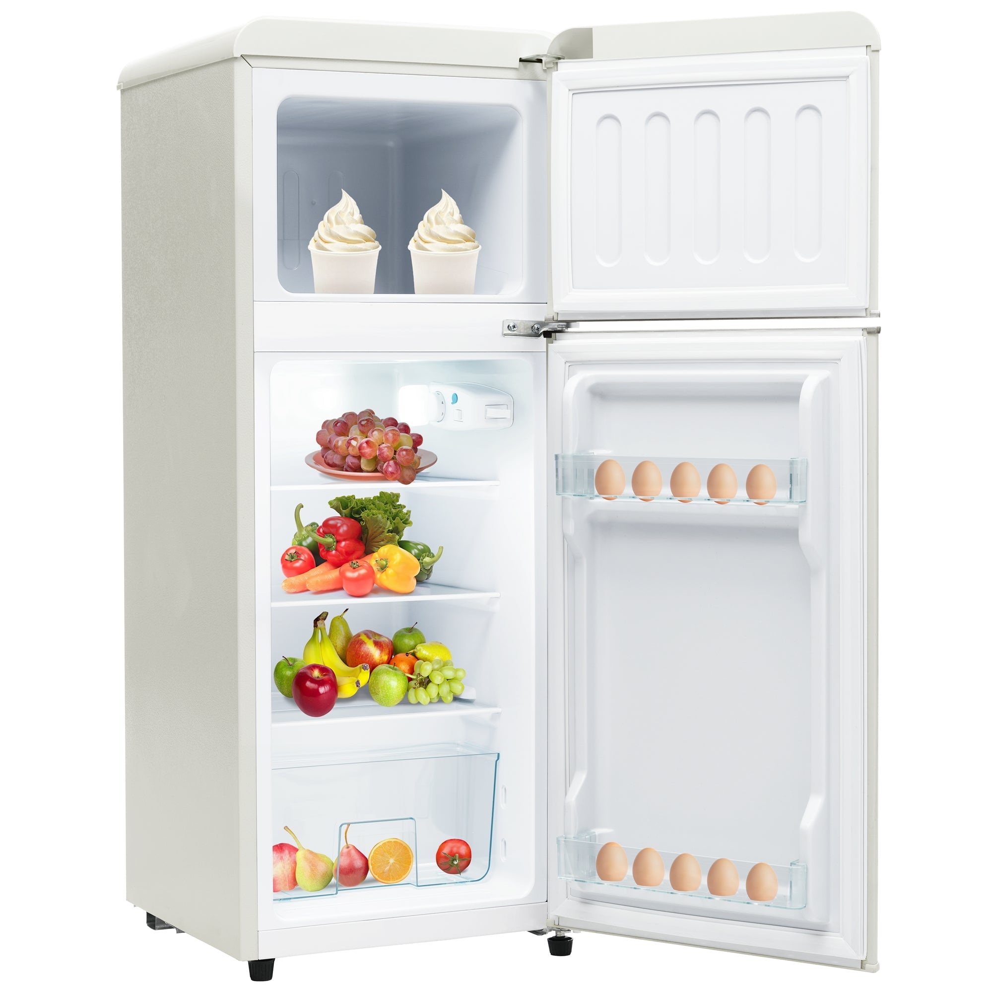 Logidon Retro Koelkast Antiek Wit Koel-vriescombinatie 105,5 cm