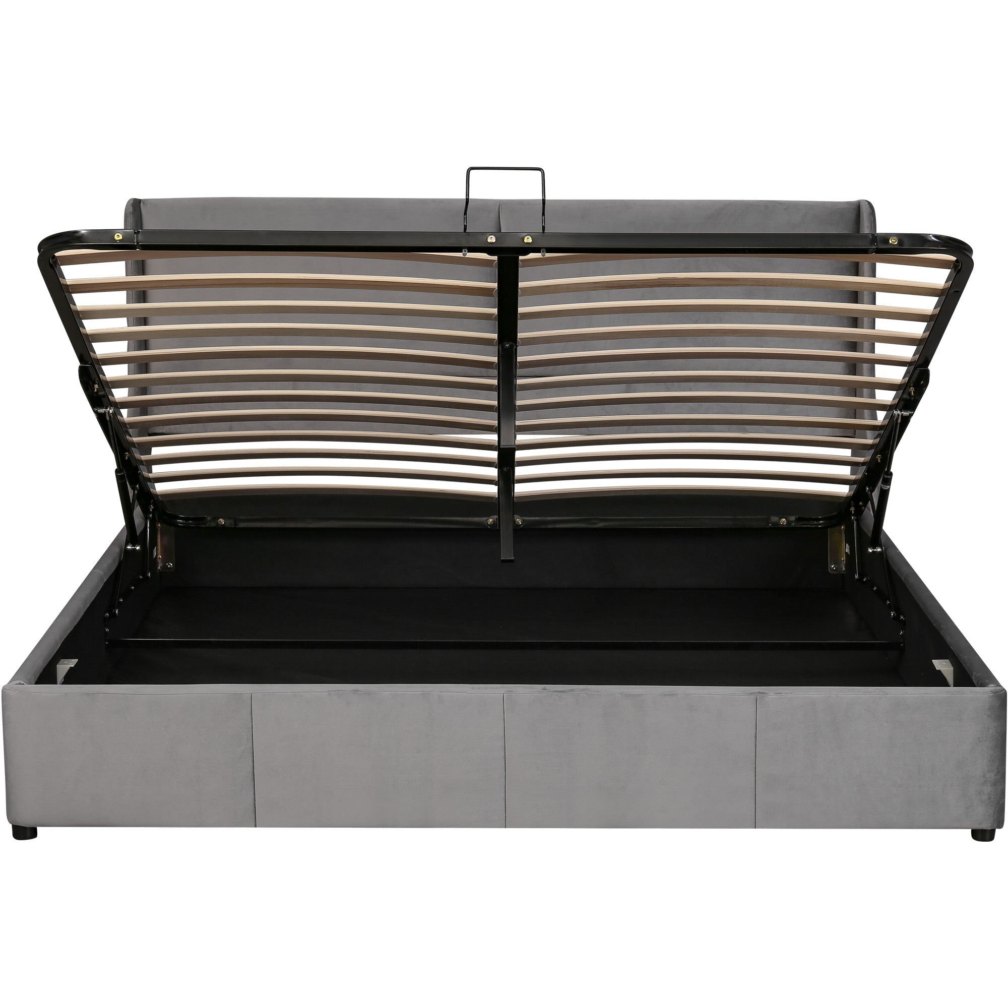 Logidon fluweel gestoffeerd bed grijs 160x200 met hydraulische opbergruimte