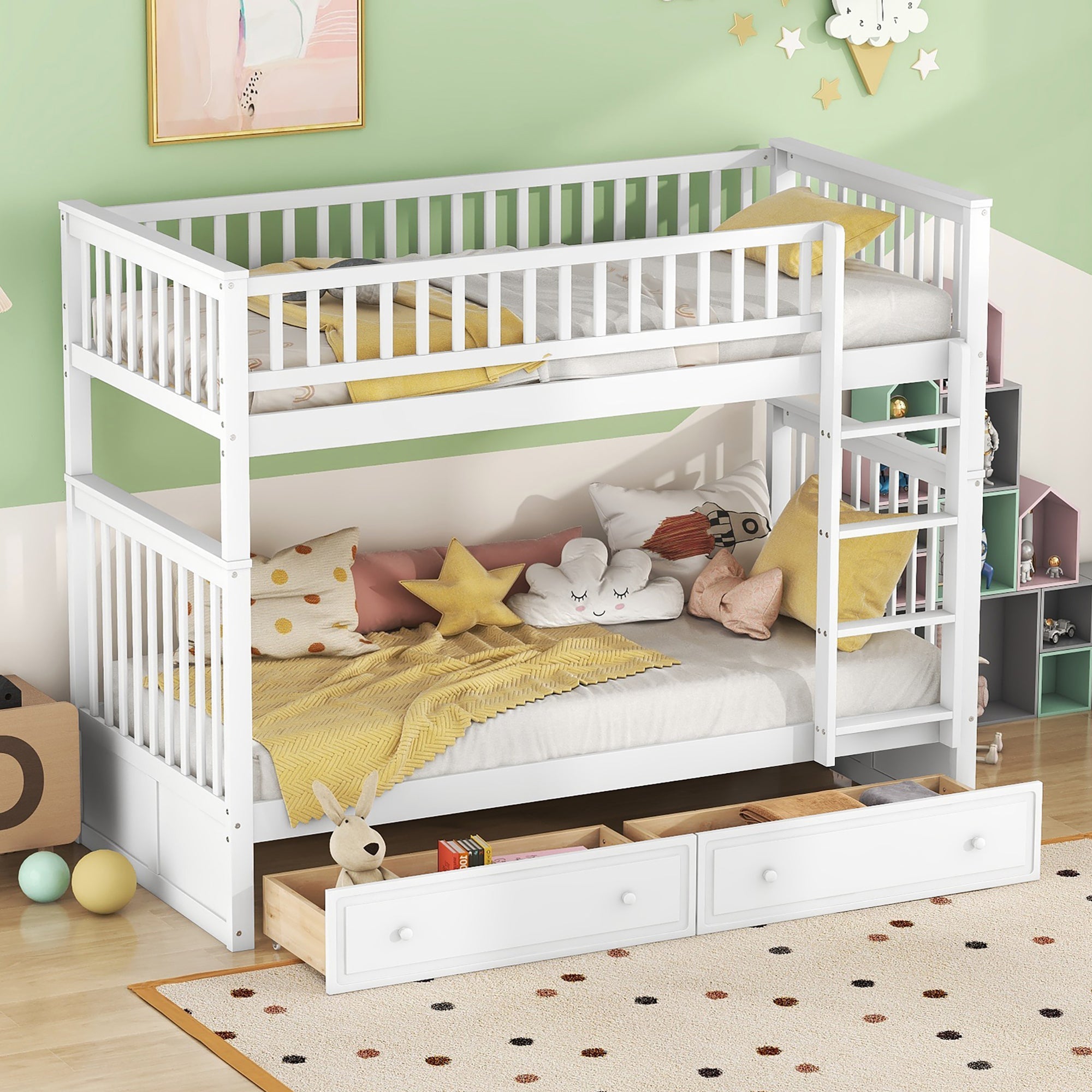 Logidon stapelbed 90x200 cm wit met opbergruimte voor twee personen