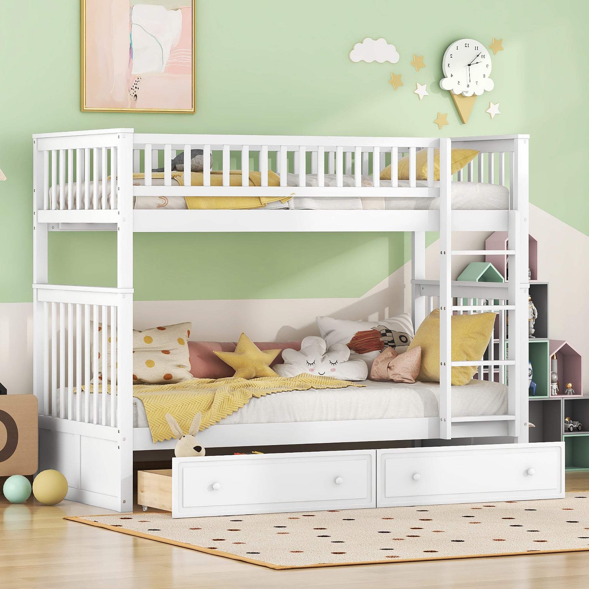 Logidon stapelbed 90x200 cm wit met opbergruimte voor twee personen