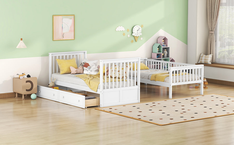 Logidon stapelbed 90x200 cm wit met opbergruimte voor twee personen