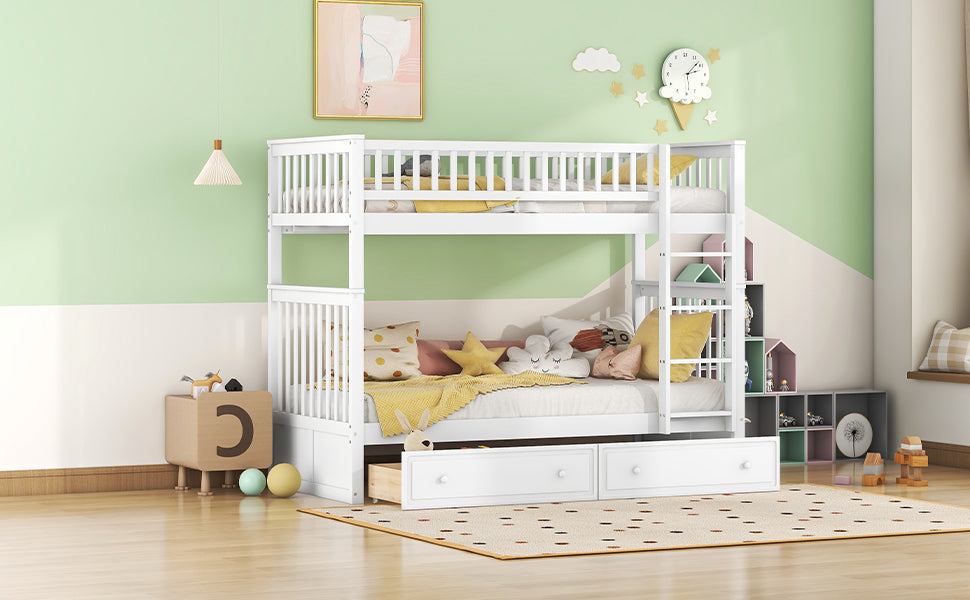 Logidon stapelbed 90x200 cm wit met opbergruimte voor twee personen