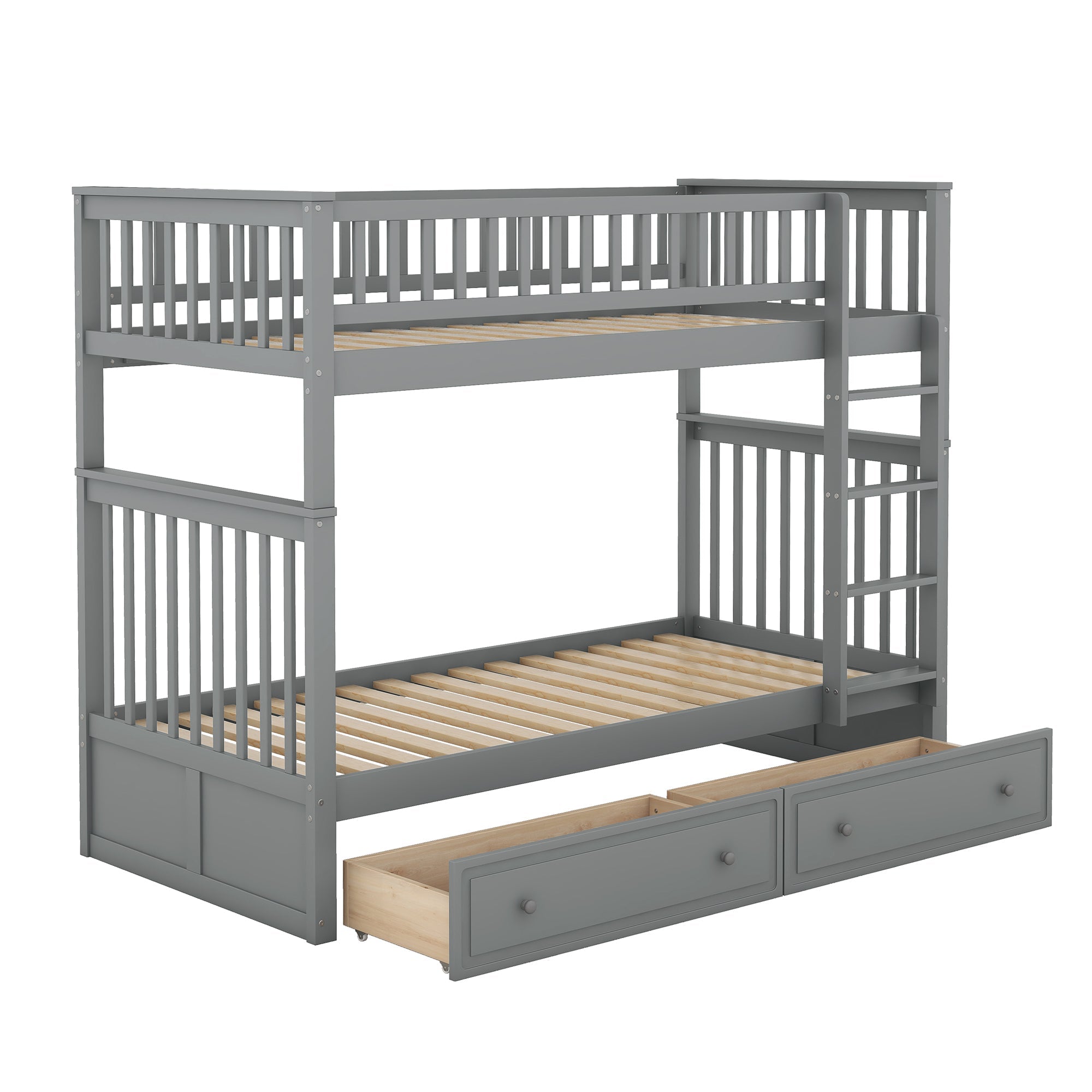 Logidon stapelbed 90x200 cm grijs met opbergruimte en bedstee