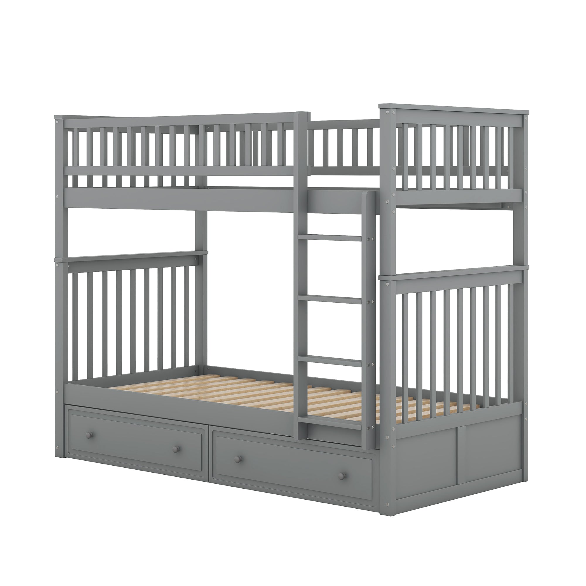 Logidon stapelbed 90x200 cm grijs met opbergruimte en bedstee
