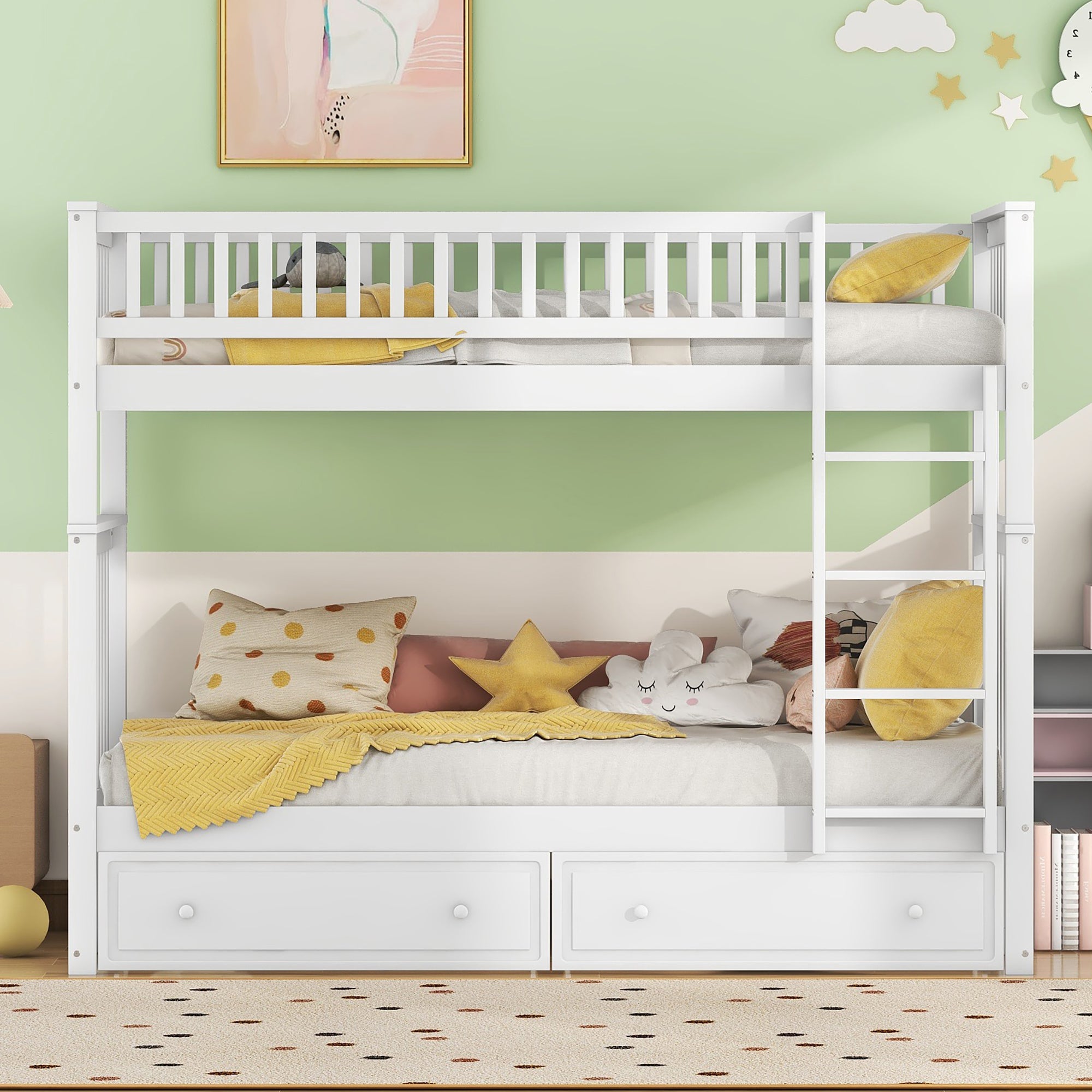 Logidon stapelbed 90x200 cm wit met opbergruimte voor twee personen