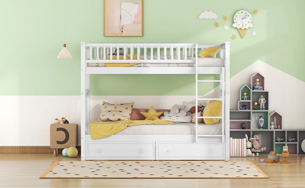 Logidon stapelbed 90x200 cm wit met opbergruimte voor twee personen