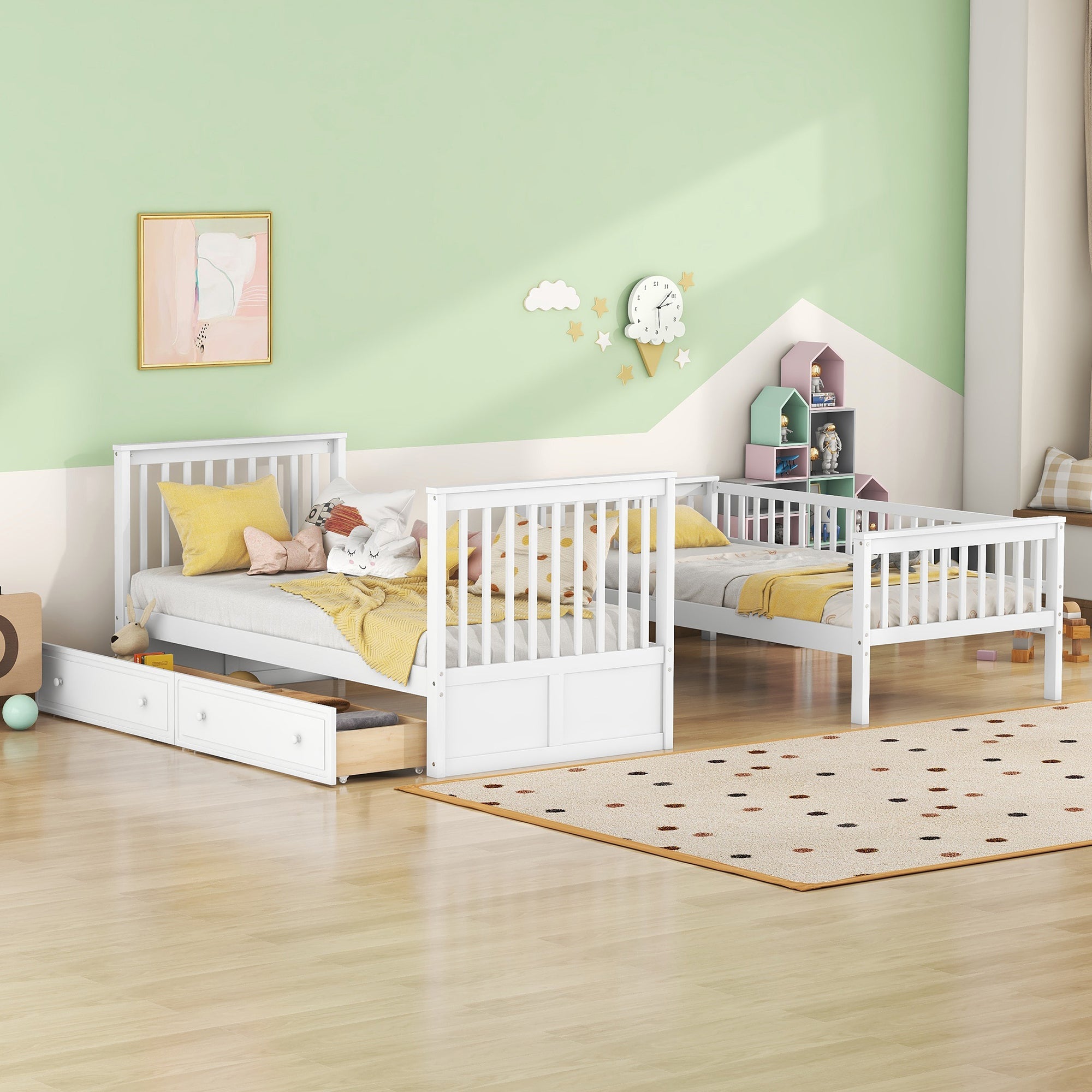 Logidon stapelbed 90x200 cm wit met opbergruimte voor twee personen