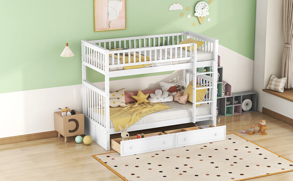 Logidon stapelbed 90x200 cm wit met opbergruimte voor twee personen