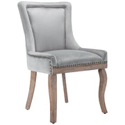 Logidon Luxury Velvet Dining Chair Gray Set of 2 Nail Head Trim