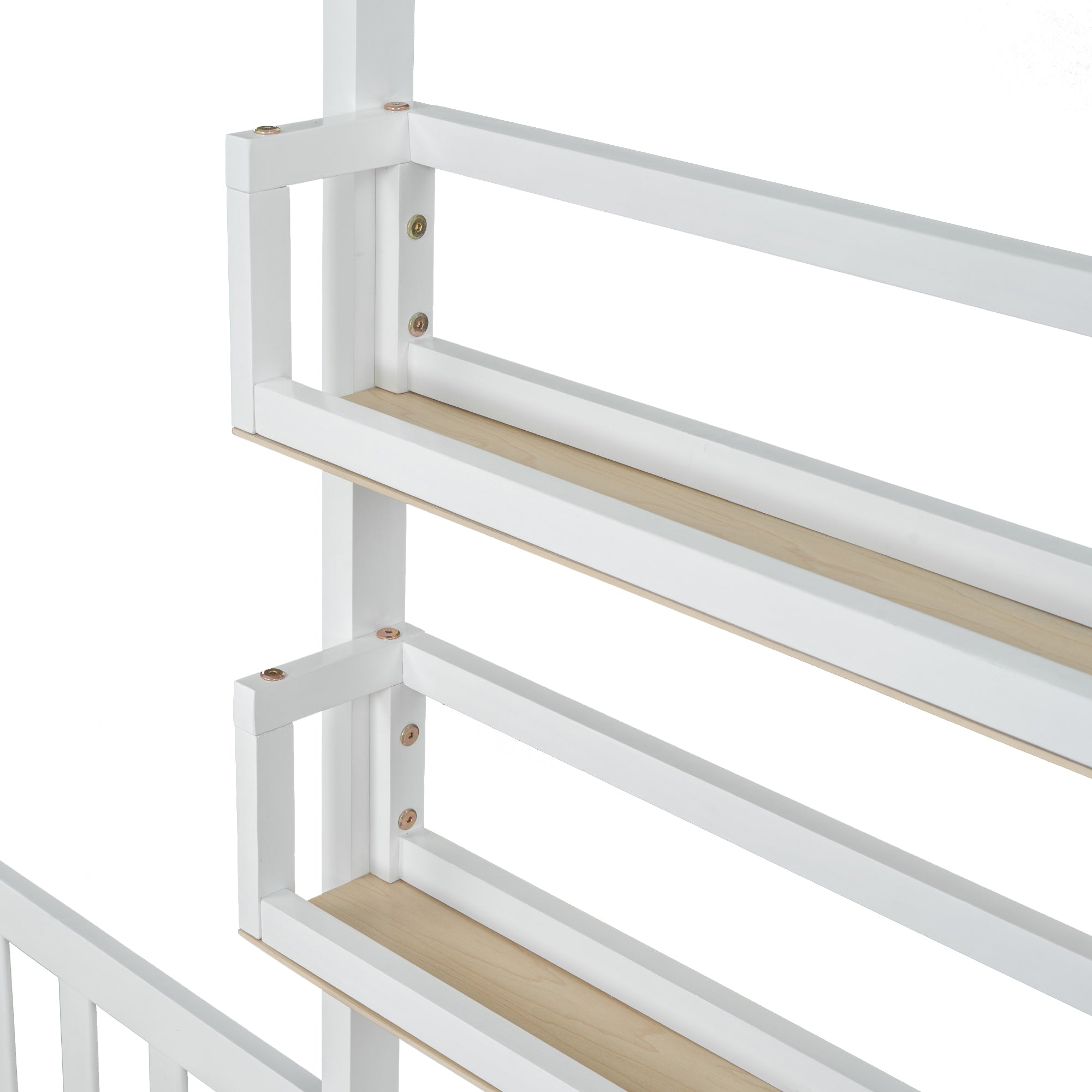Logidon kinderhuisbed wit massief hout met lades 90x200+140x70
