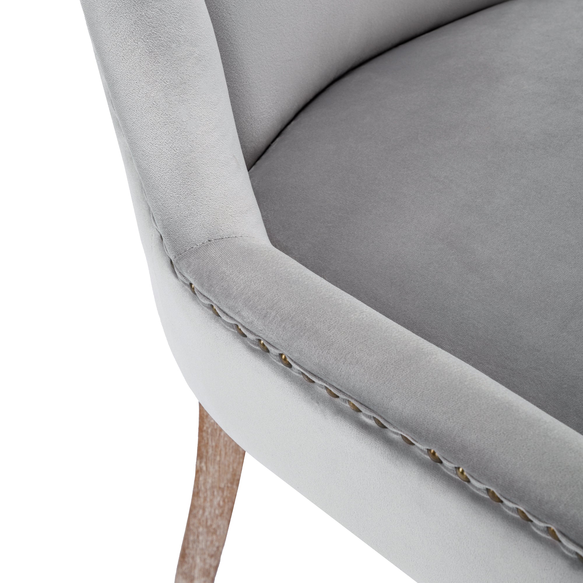 Logidon luxe eetkamerstoelenset vier grijze fluwelen stoelen met spijkerkop