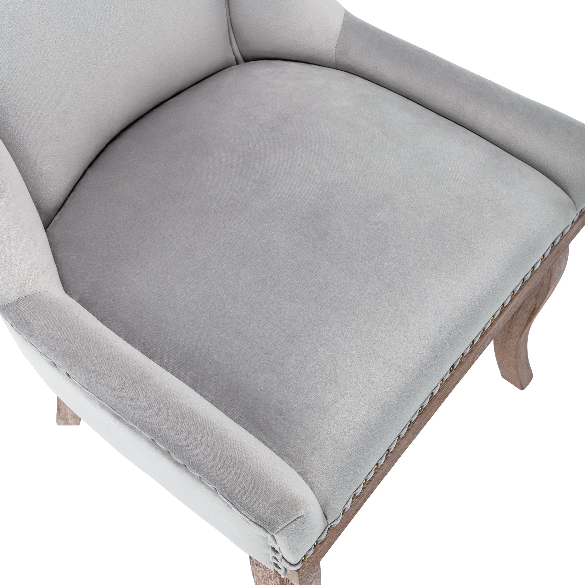 Logidon luxe eetkamerstoelenset vier grijze fluwelen stoelen met spijkerkop