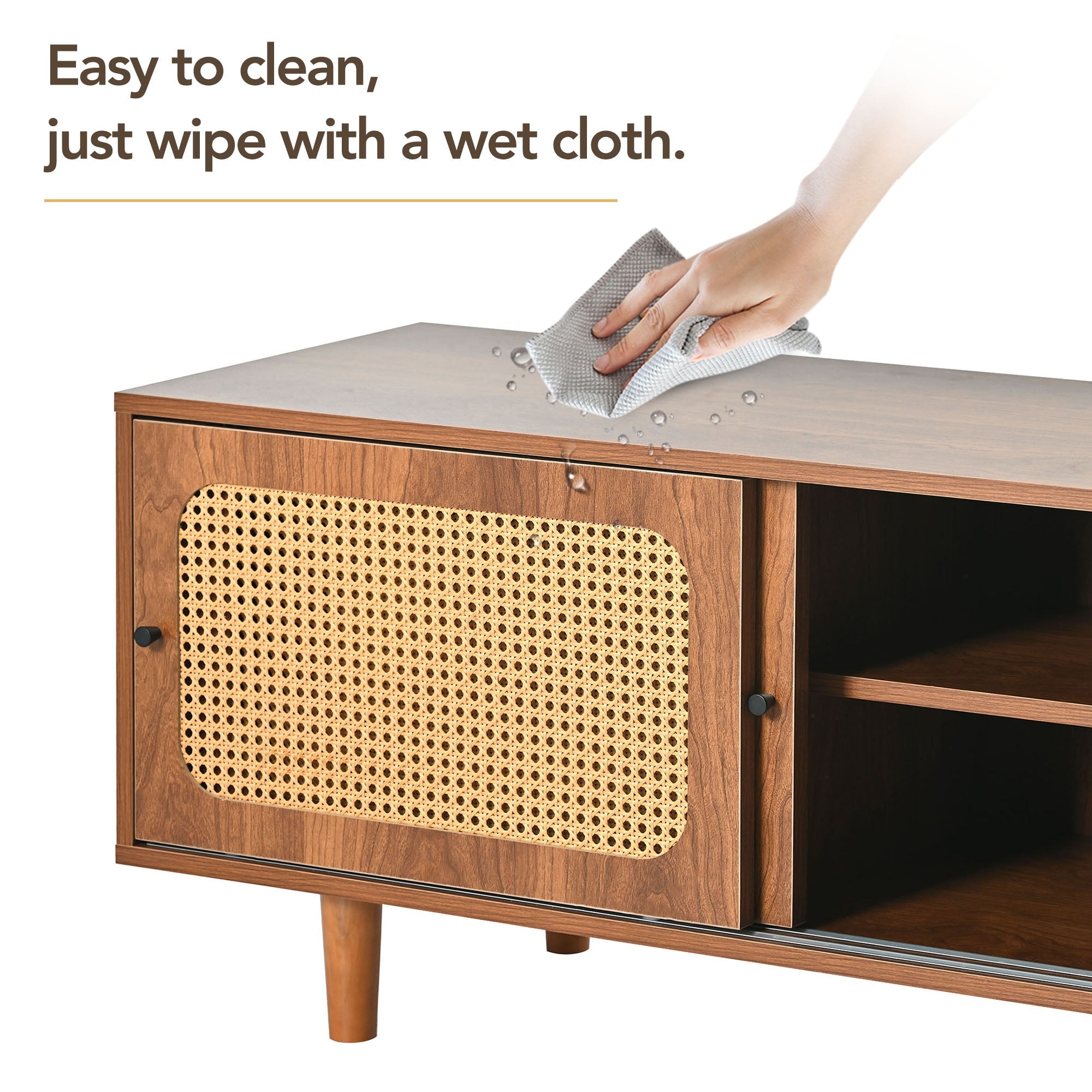 Logidon rotan dressoirset walnoot 104 cm schoenenkast