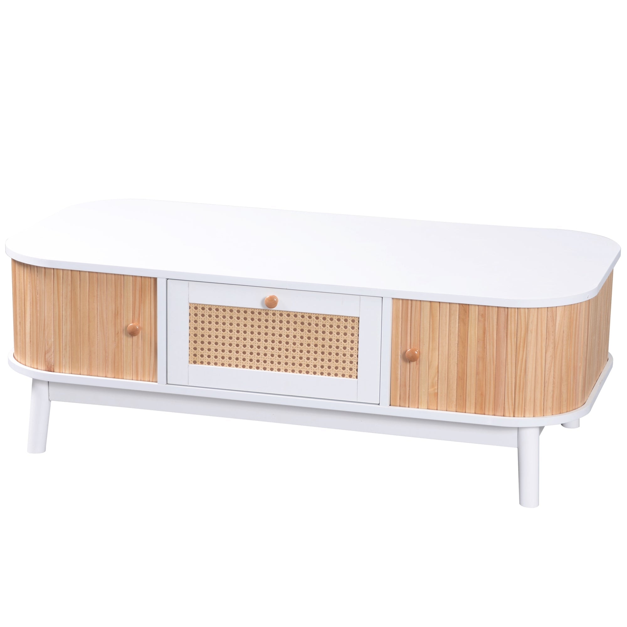 Logidon salontafel rotan salontafel 110x55x38,5 cm met schuifdeuren