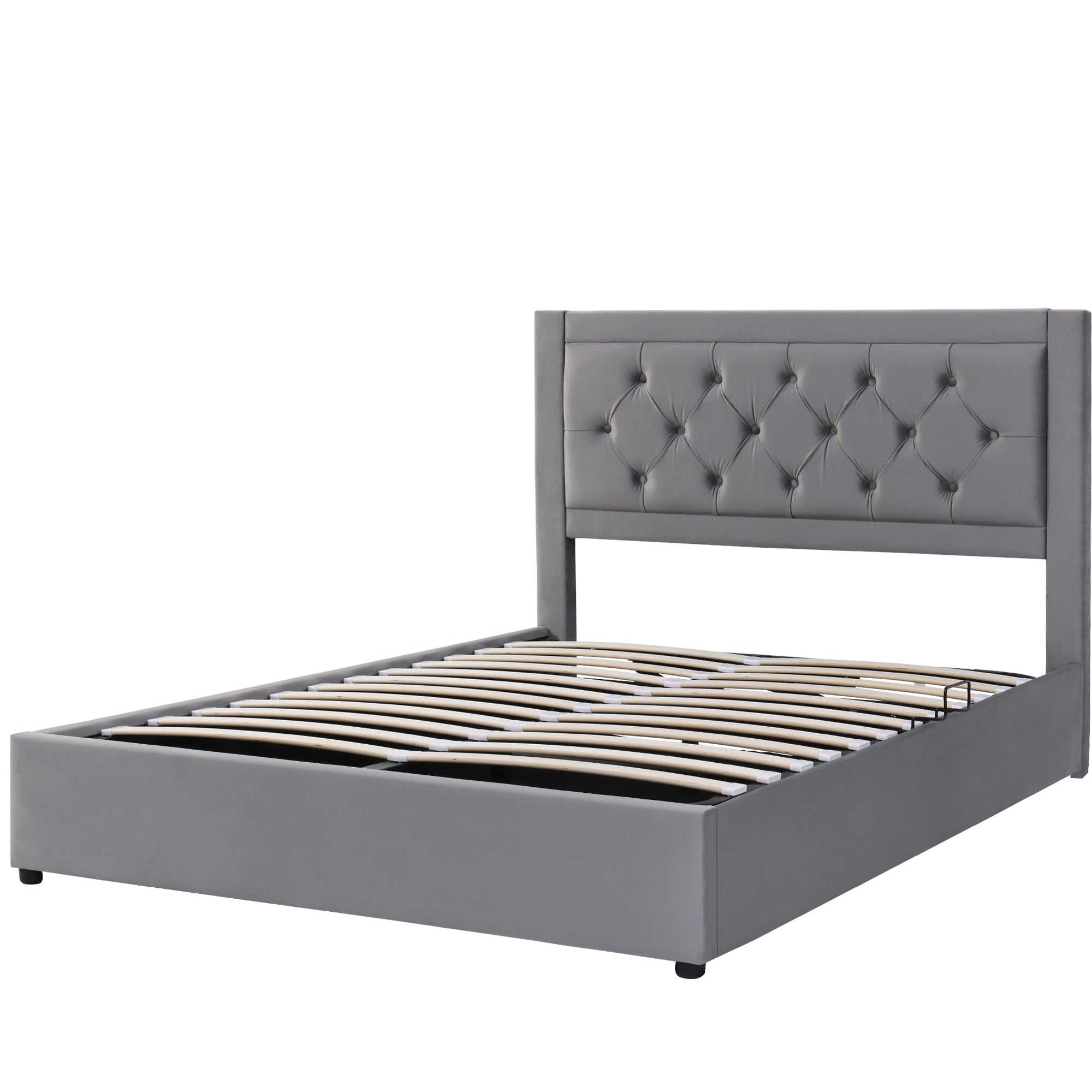 Logidon gestoffeerd bed met opbergruimte Chesterfield stijl 140x200 grijs