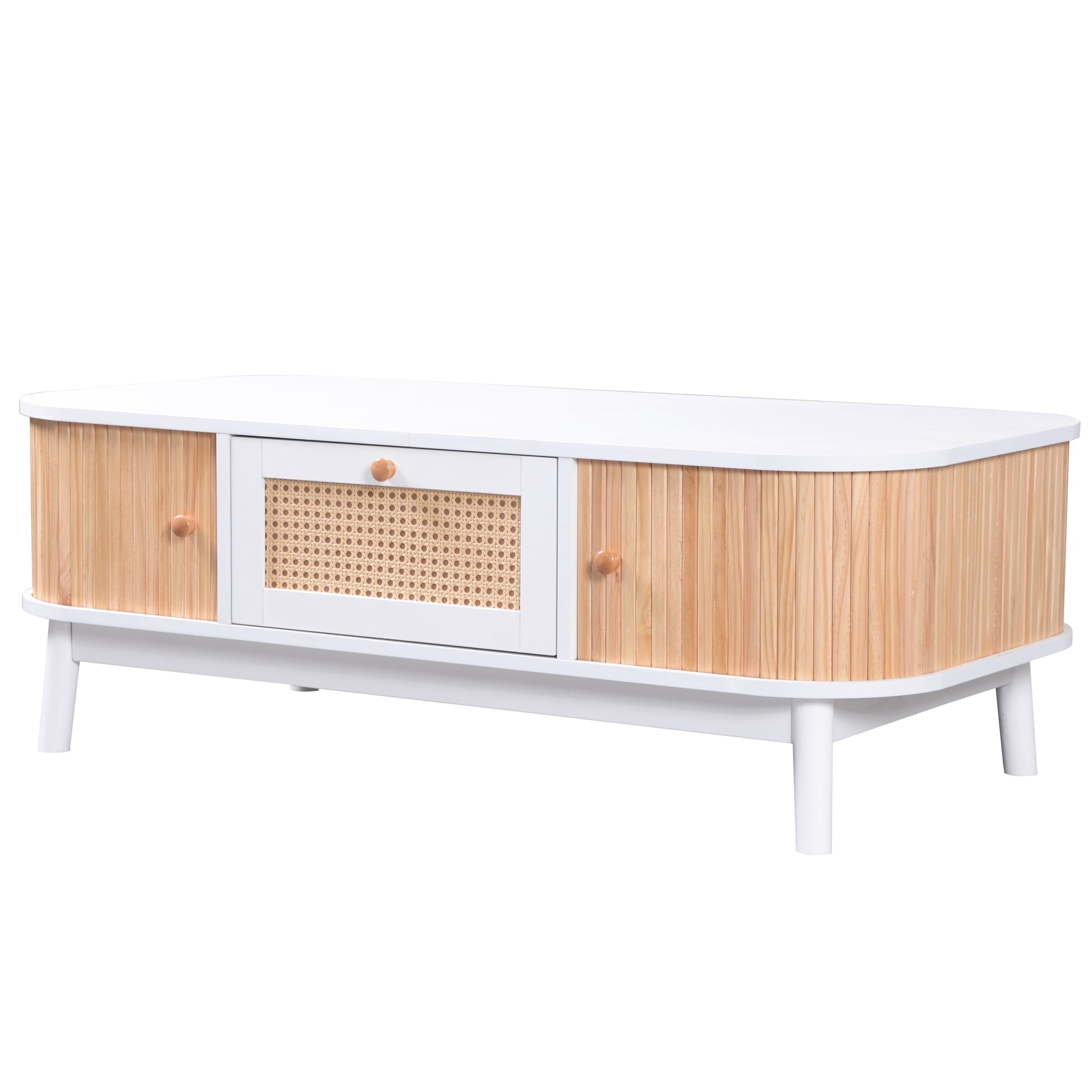 Logidon salontafel rotan salontafel 110x55x38,5 cm met schuifdeuren