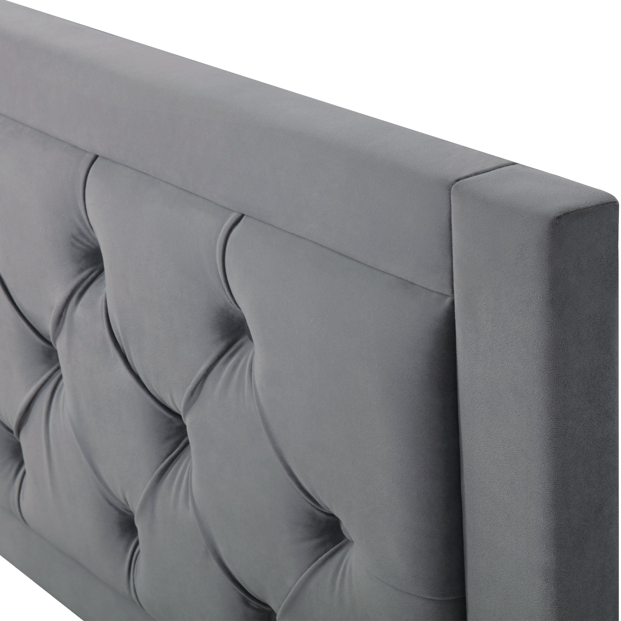 Logidon gestoffeerd bed met opbergruimte Chesterfield stijl 140x200 grijs