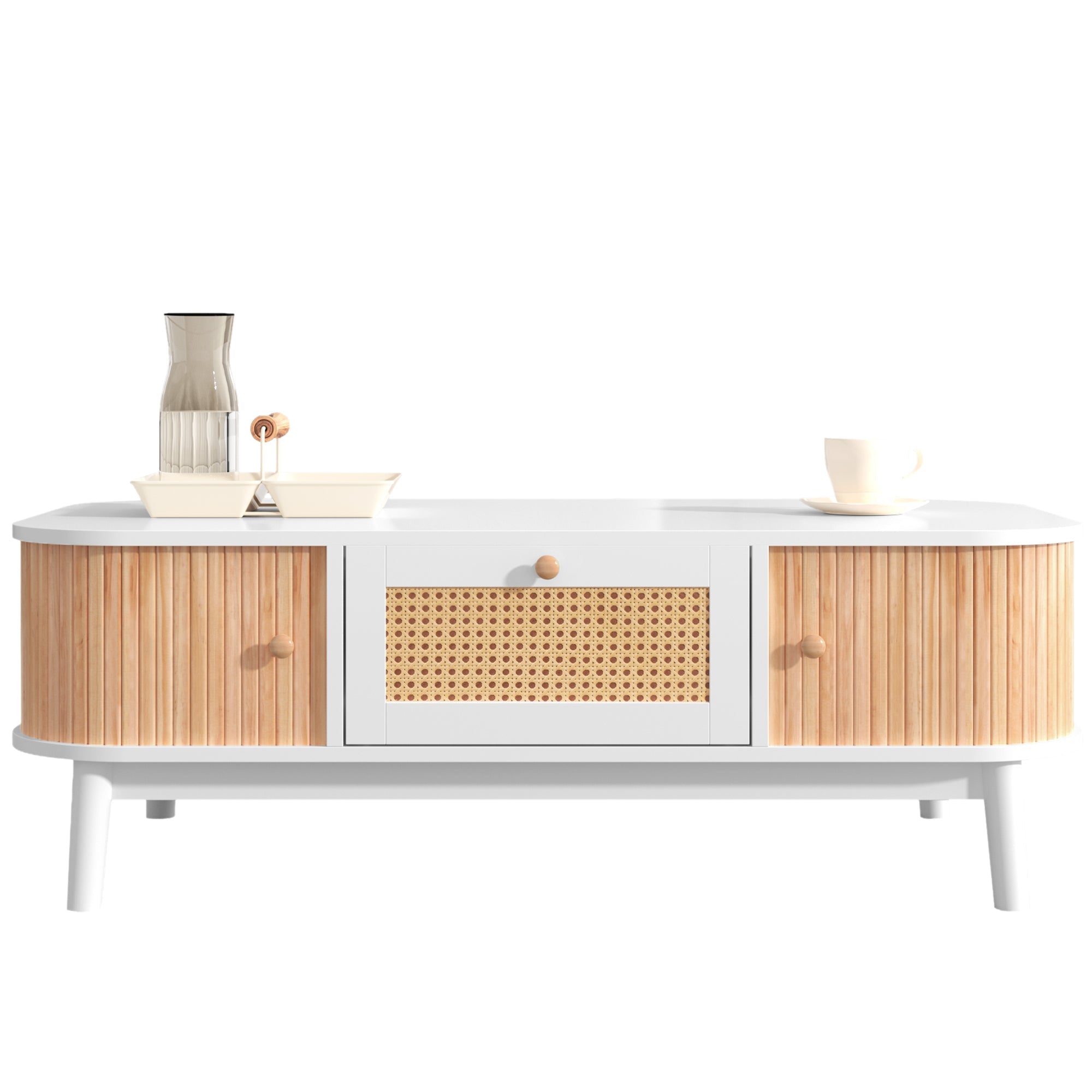Logidon salontafel rotan salontafel 110x55x38,5 cm met schuifdeuren