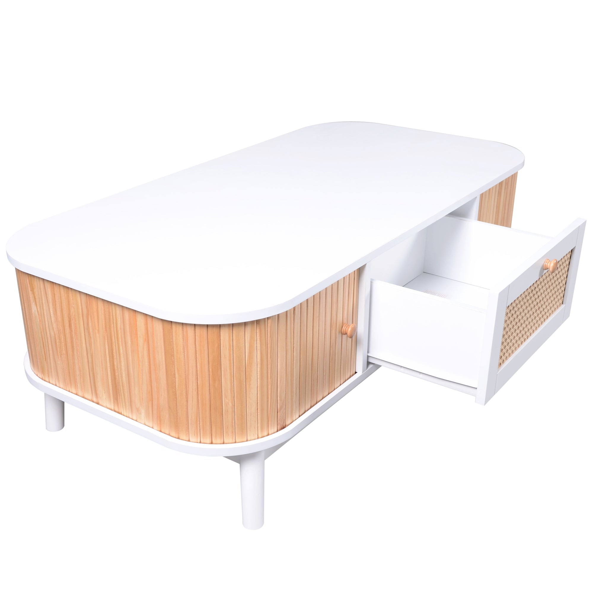 Logidon salontafel rotan salontafel 110x55x38,5 cm met schuifdeuren