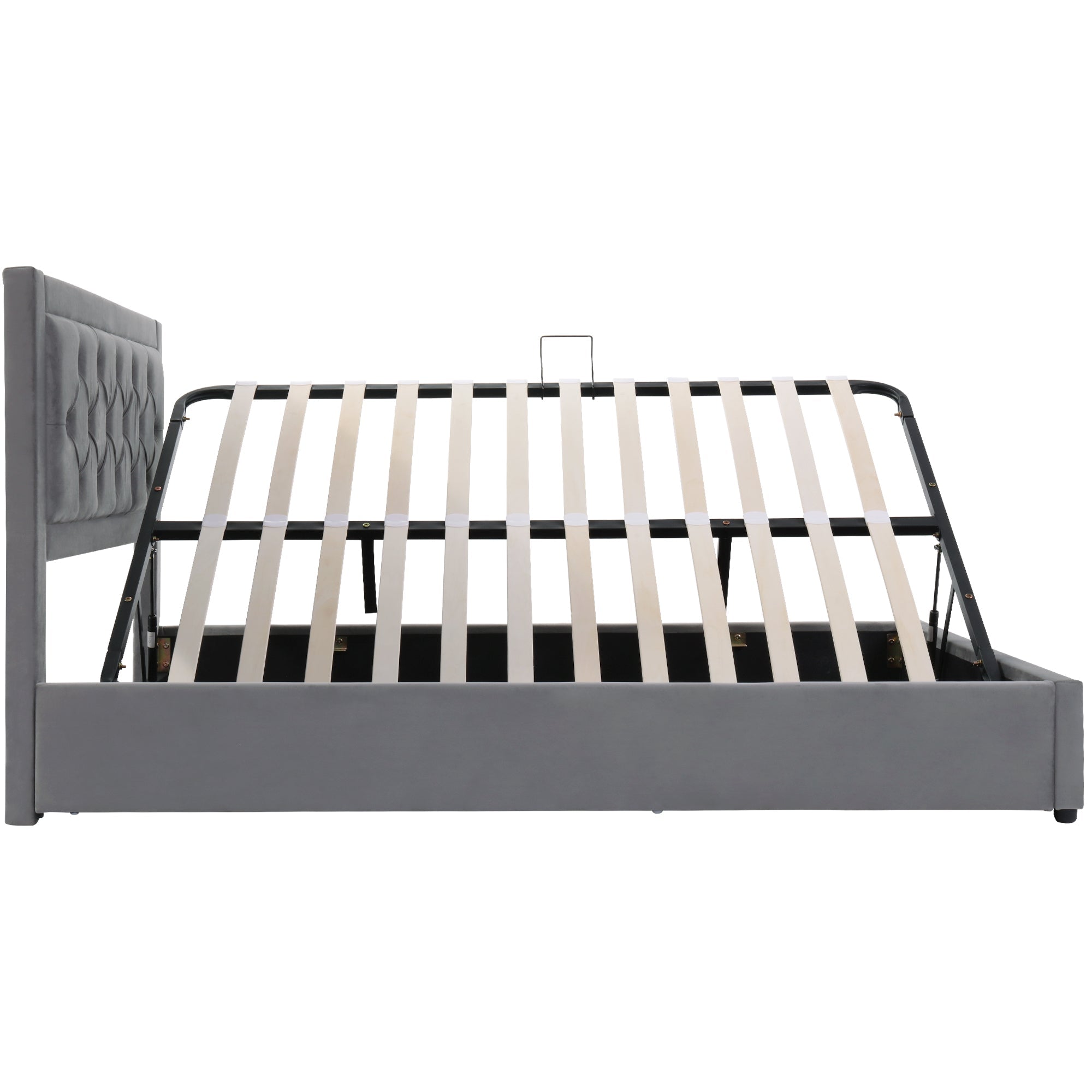 Logidon gestoffeerd bed met opbergruimte Chesterfield stijl 140x200 grijs