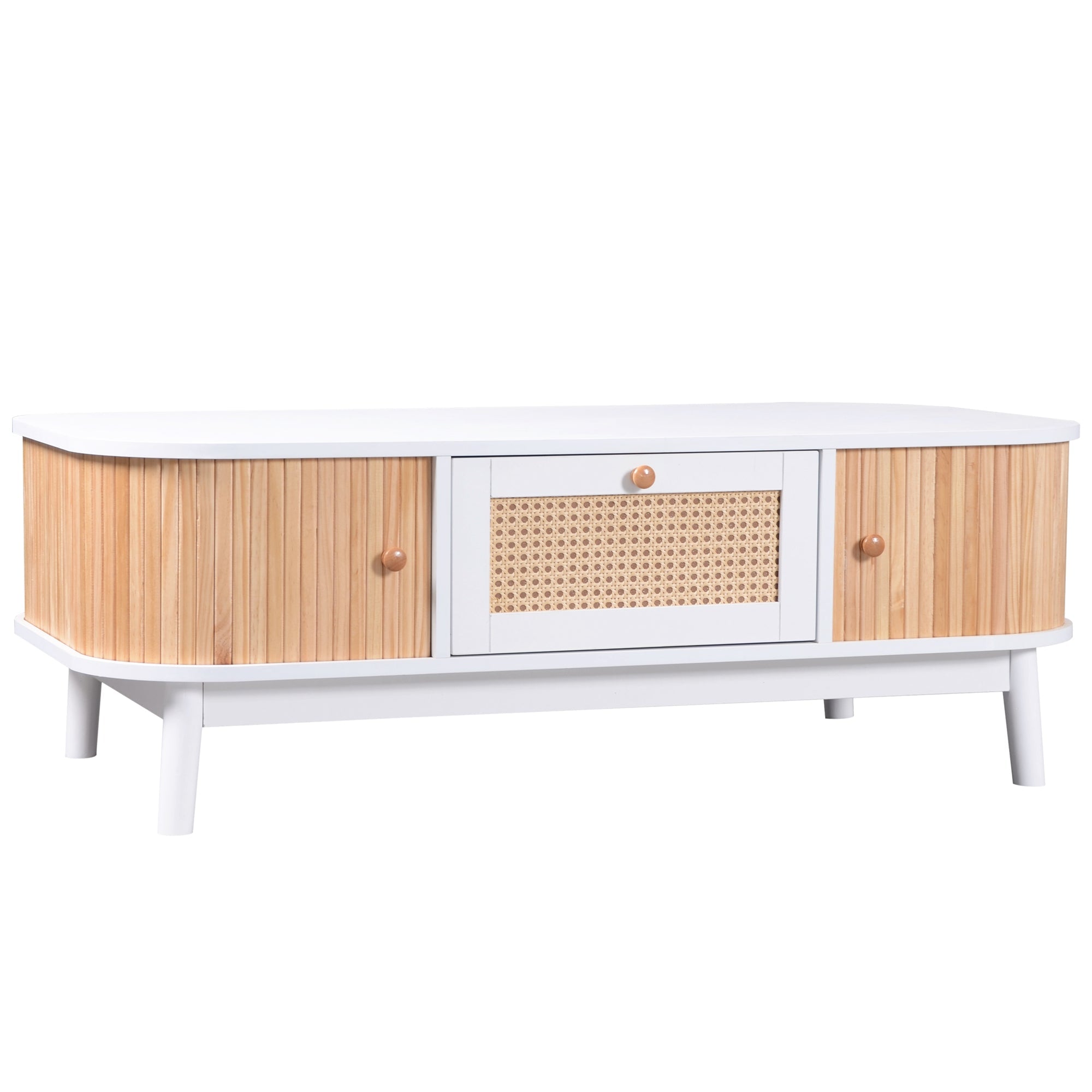 Logidon salontafel rotan salontafel 110x55x38,5 cm met schuifdeuren