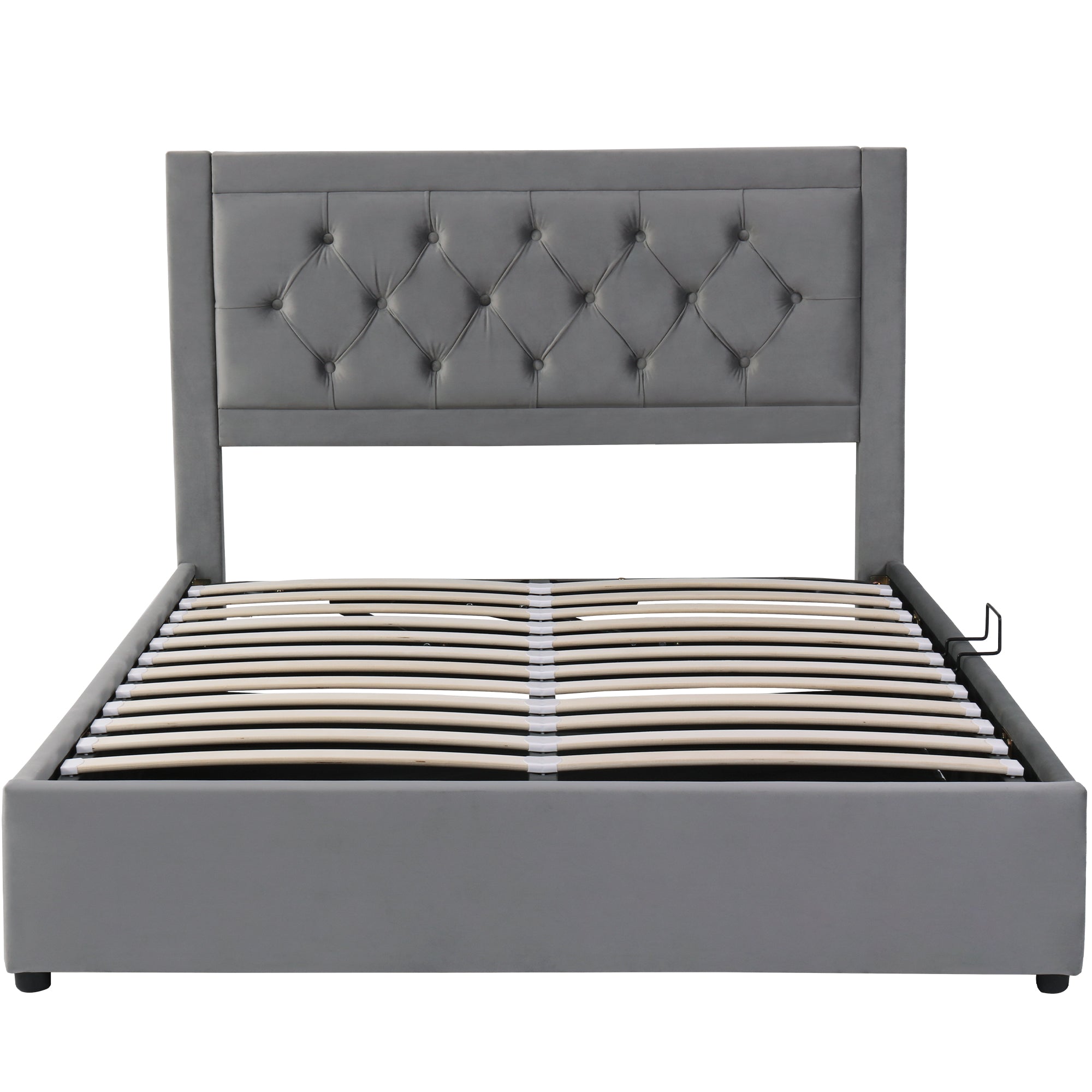 Logidon gestoffeerd bed met opbergruimte Chesterfield stijl 140x200 grijs