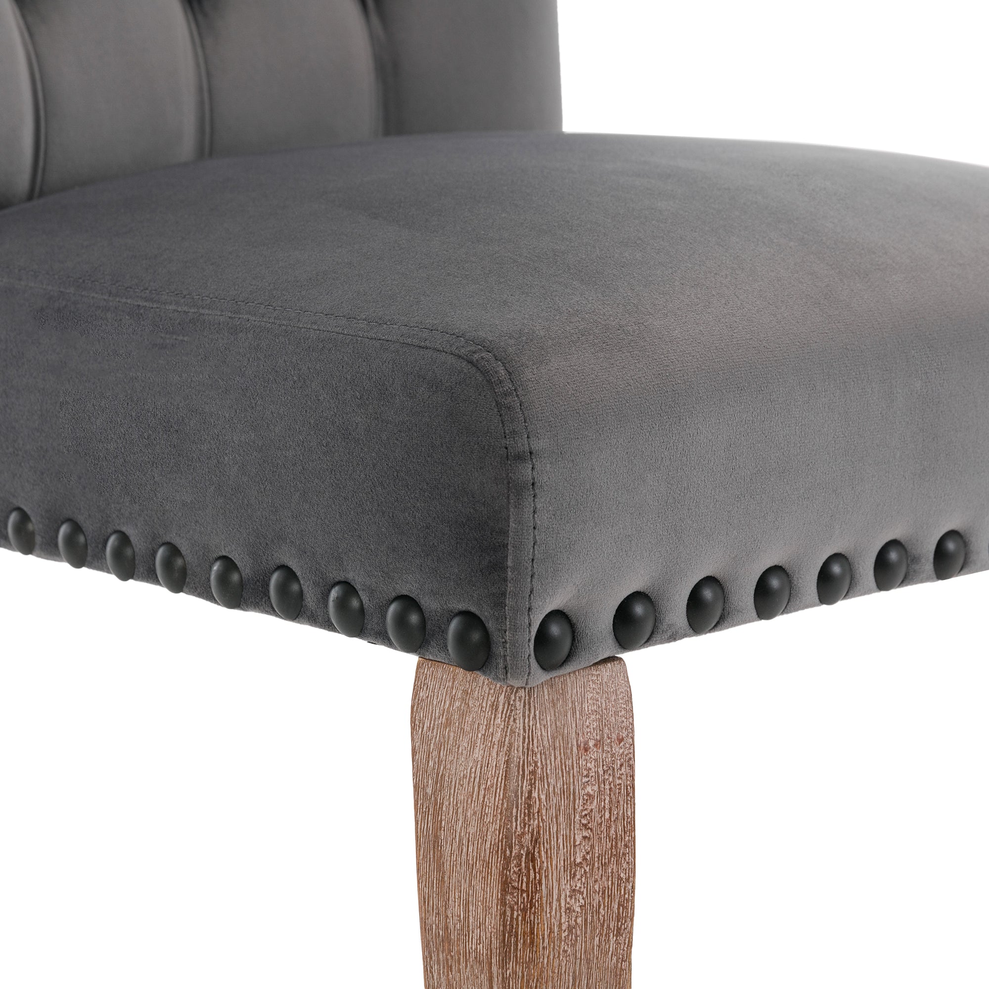 Logidon Eetkamerstoelen Grijs Fluweel Set van 2 met Deurklopper Rugleuning
