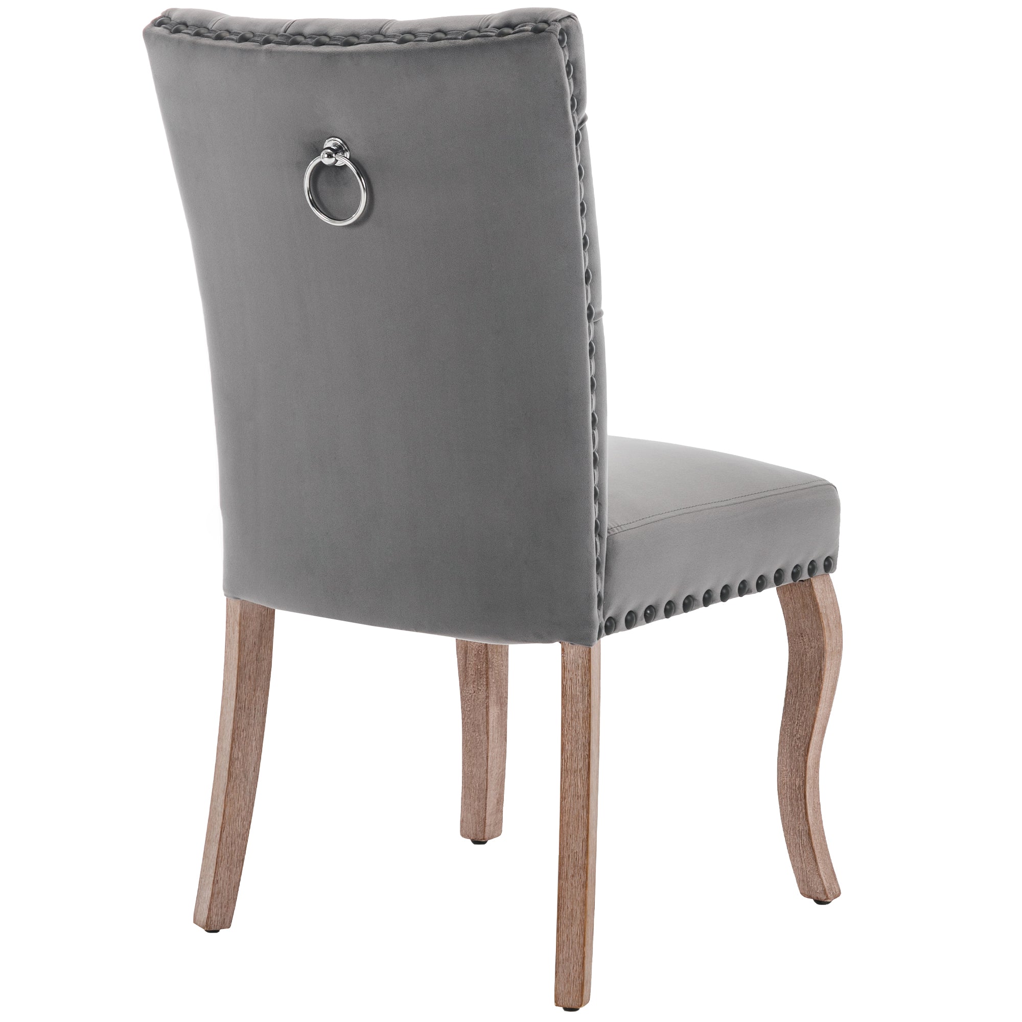 Logidon Eetkamerstoelen Grijs Fluweel Set van 2 met Deurklopper Rugleuning