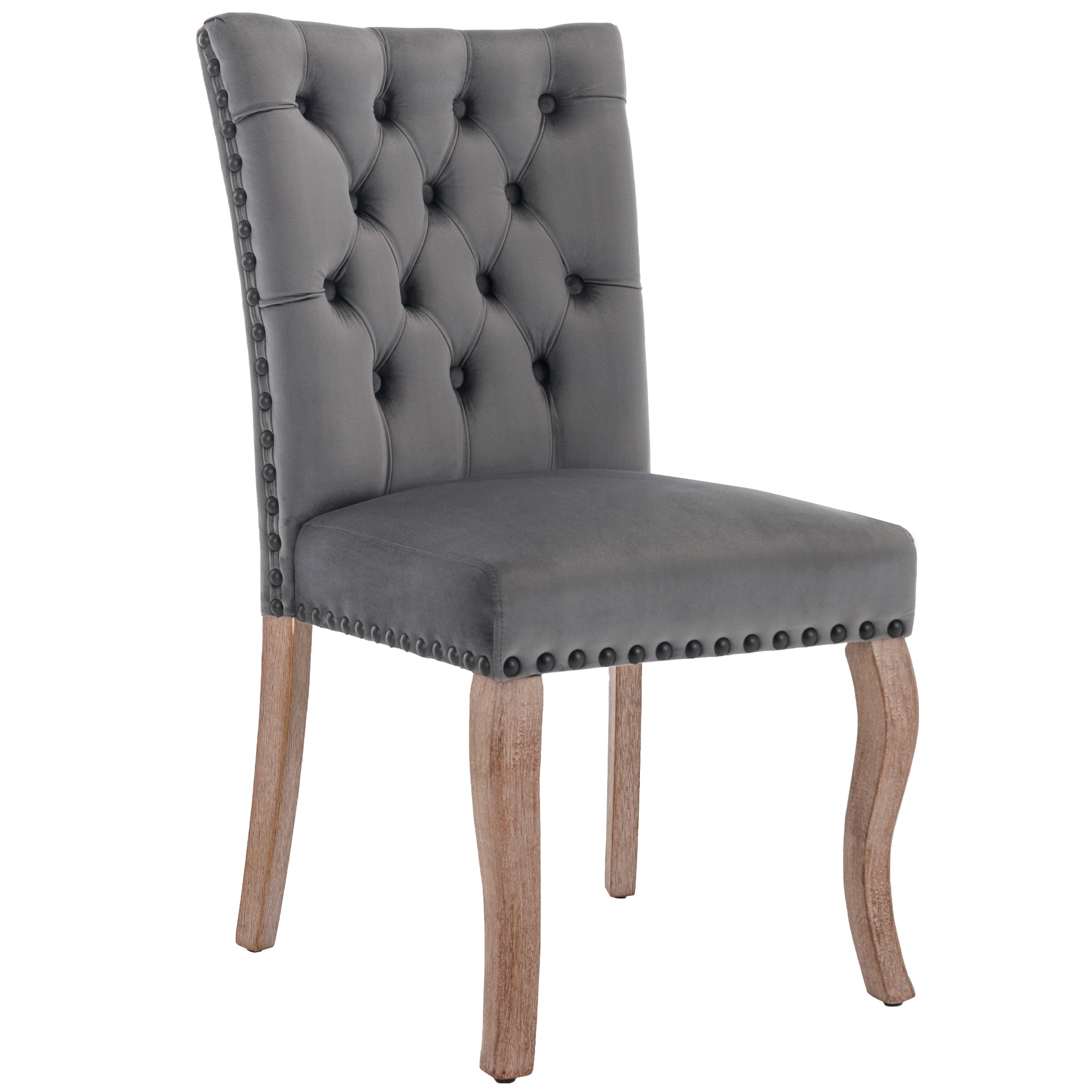 Logidon Dining Room Chairs Gray Velvet Set of 2 with Door Knocker Back