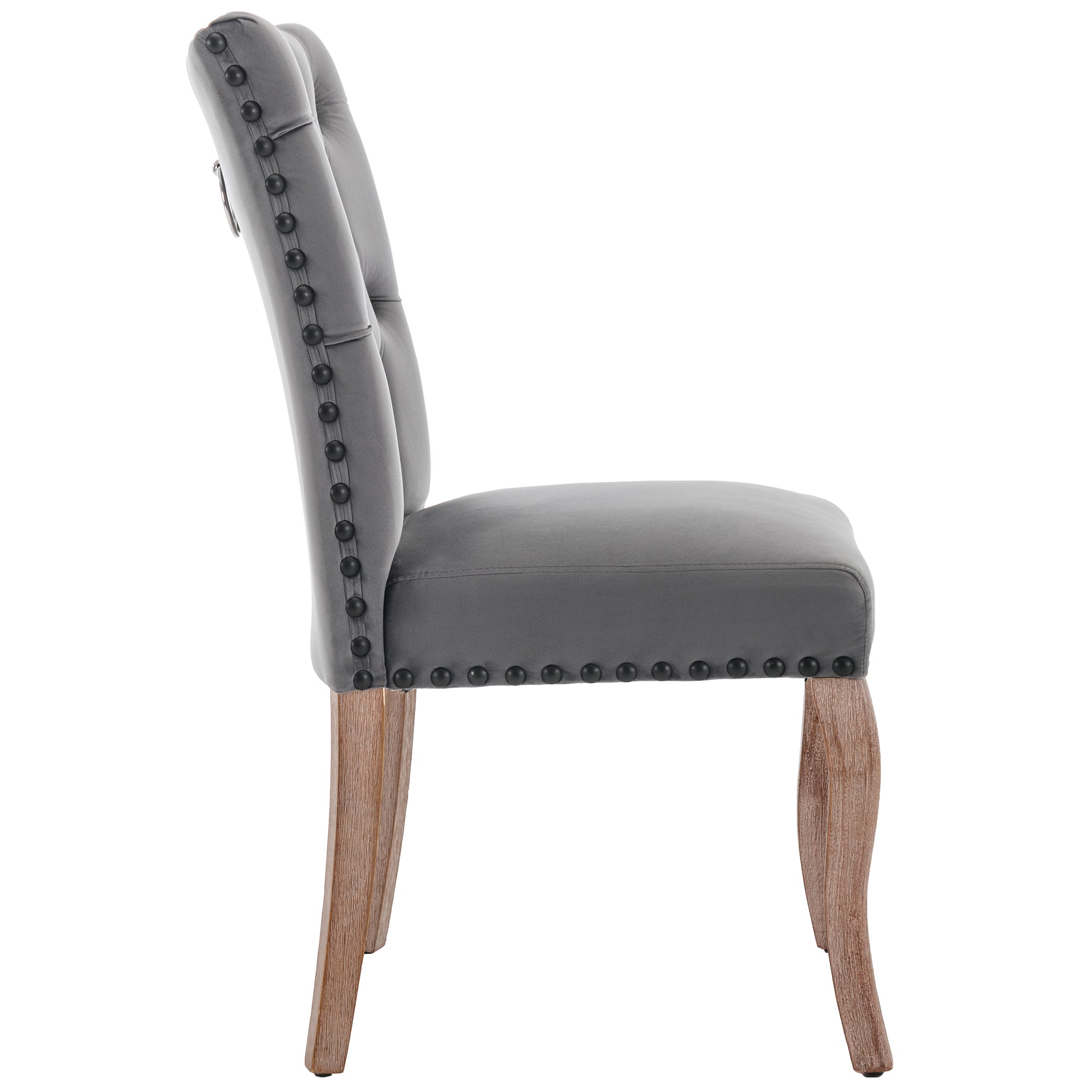 Logidon Eetkamerstoelen Grijs Fluweel Set van 2 met Deurklopper Rugleuning