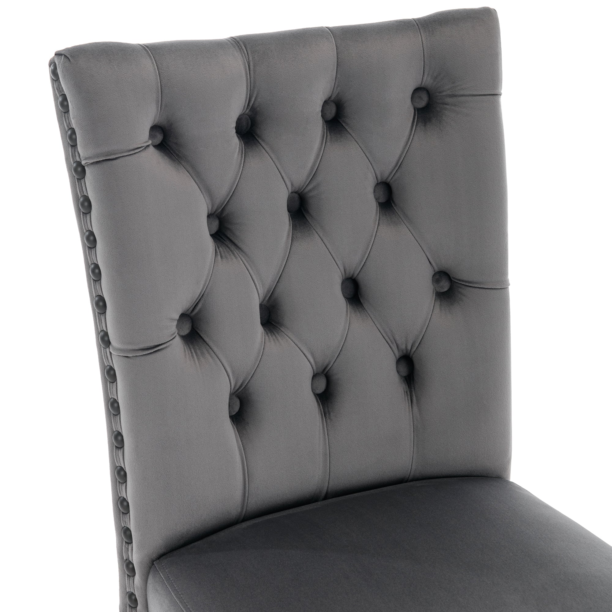 Logidon Eetkamerstoelen Grijs Fluweel Set van 2 met Deurklopper Rugleuning