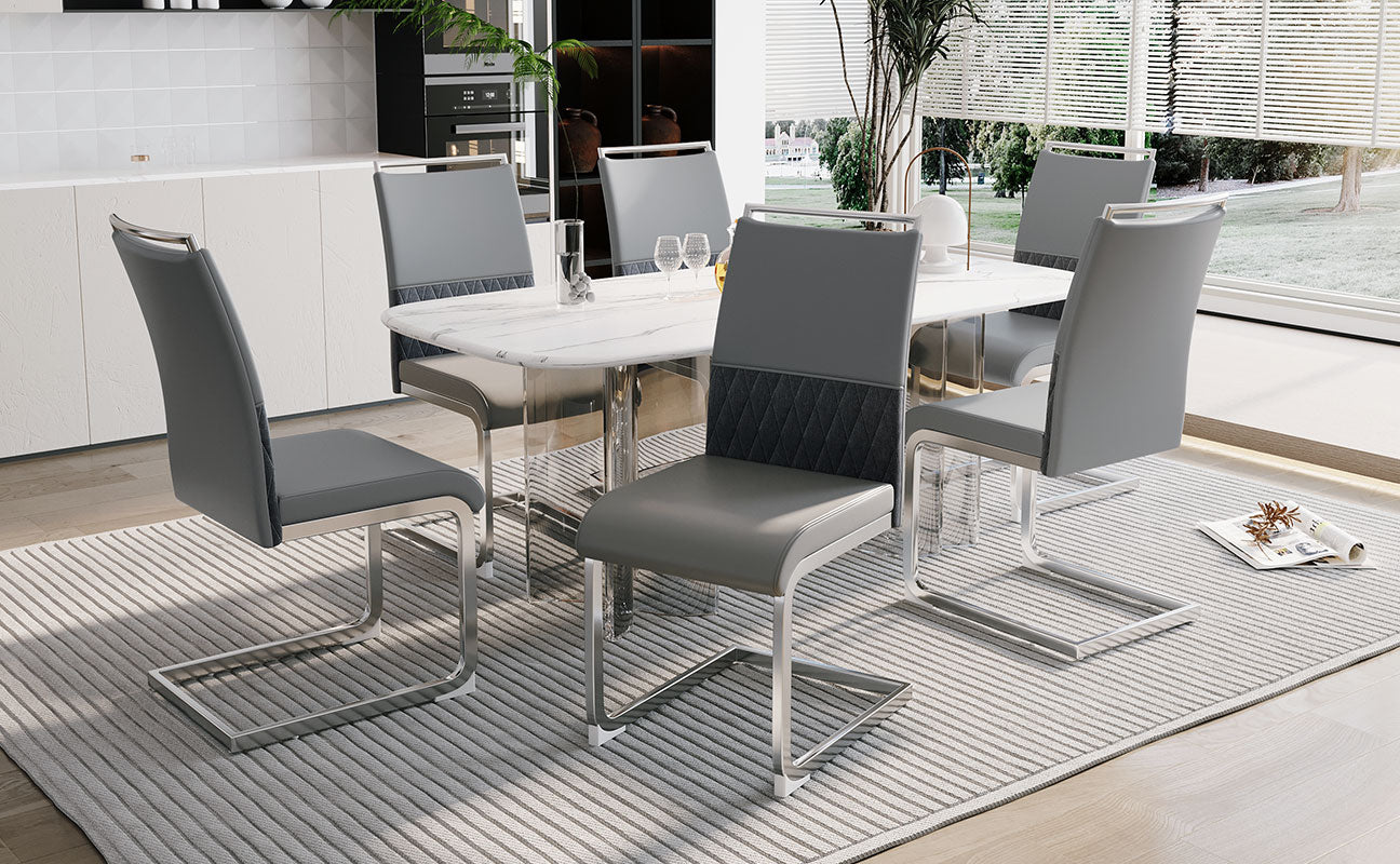 Logidon Dining Room Chairs Set of 6 Gray with Padded Backrest