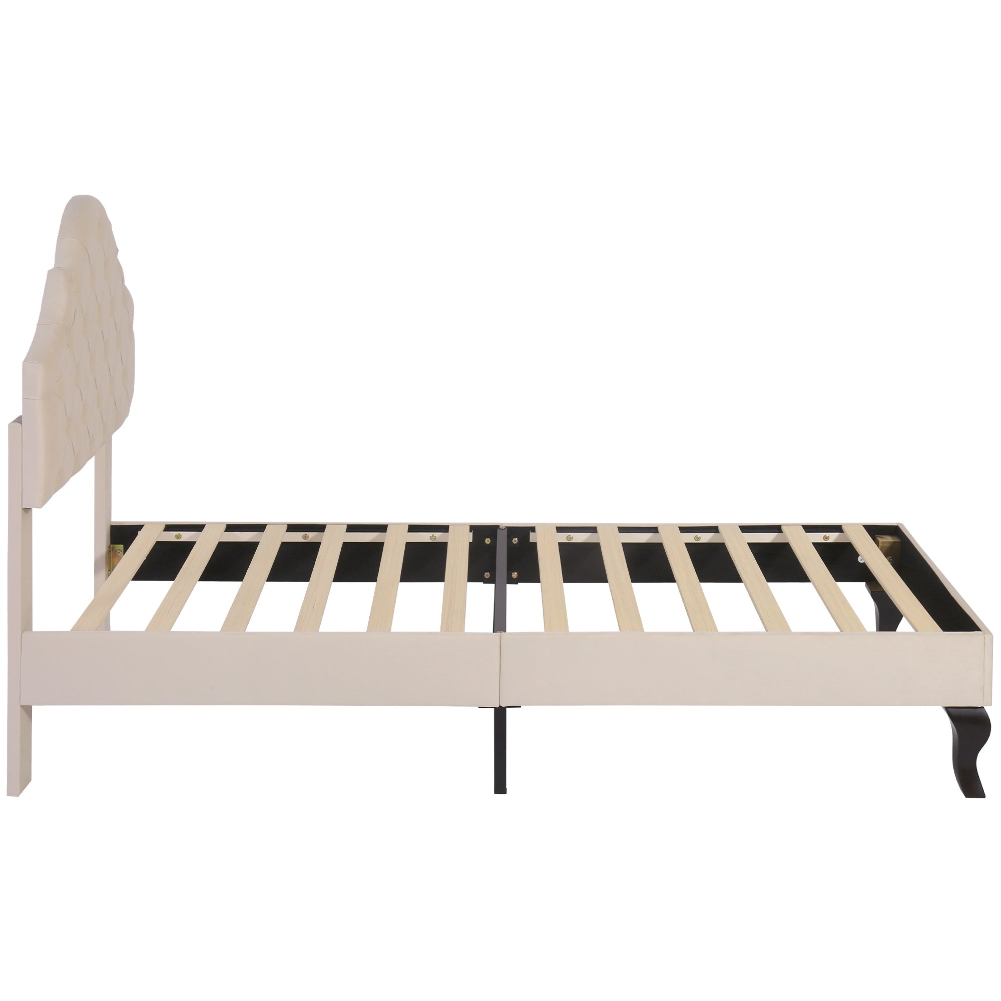 Logidon gestoffeerd bed 90x200 beige fluweel met verstelbaar hoofdeinde