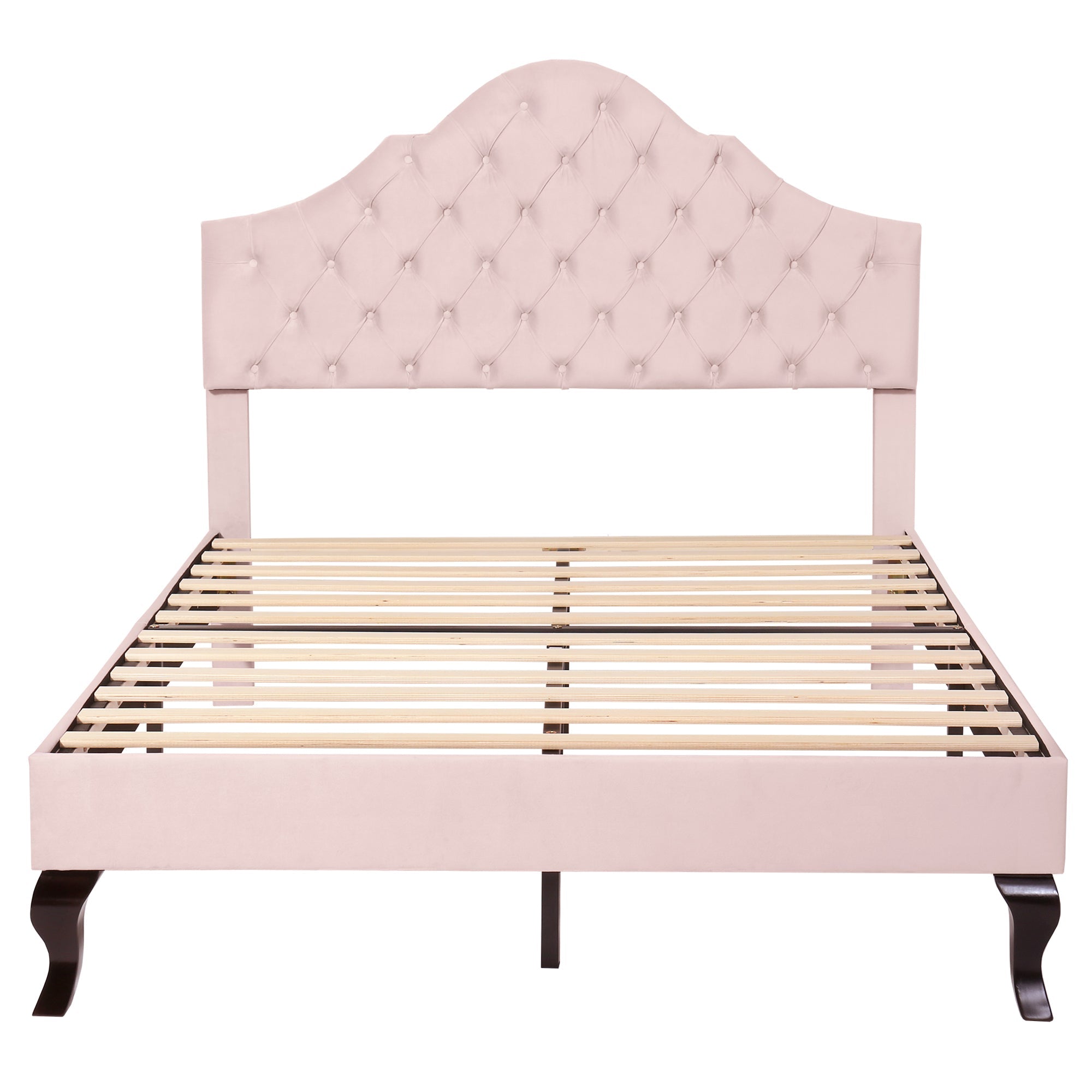 Logidon gestoffeerd bed 140x200 fluweel roze met in hoogte verstelbaar hoofdeinde