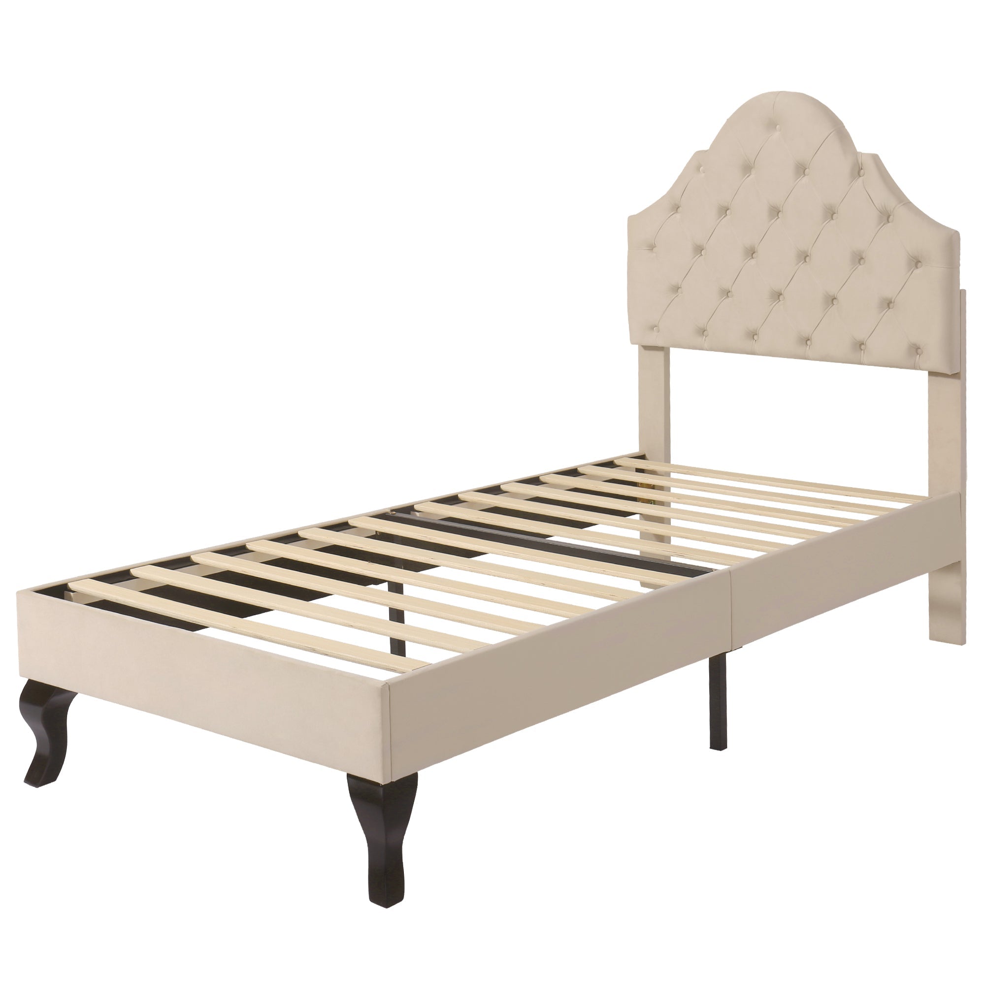 Logidon gestoffeerd bed 90x200 beige fluweel met verstelbaar hoofdeinde