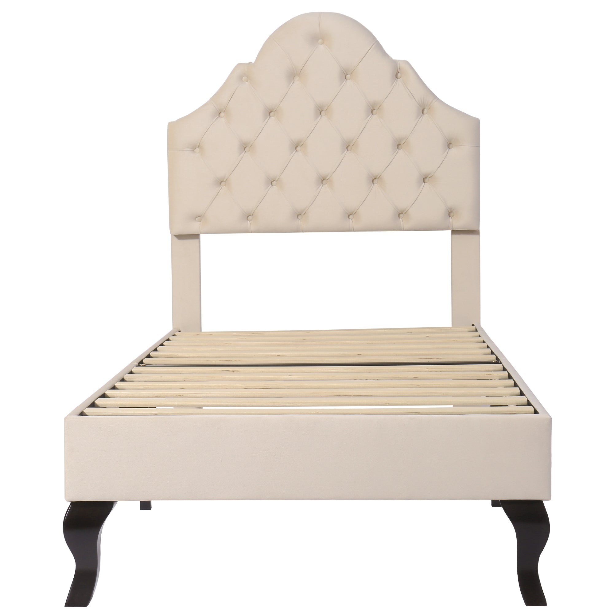 Logidon gestoffeerd bed 90x200 beige fluweel met verstelbaar hoofdeinde