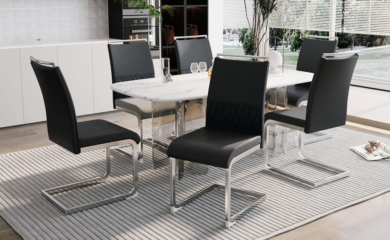 Logidon Set of 6 Dining Chairs High Backrest Black