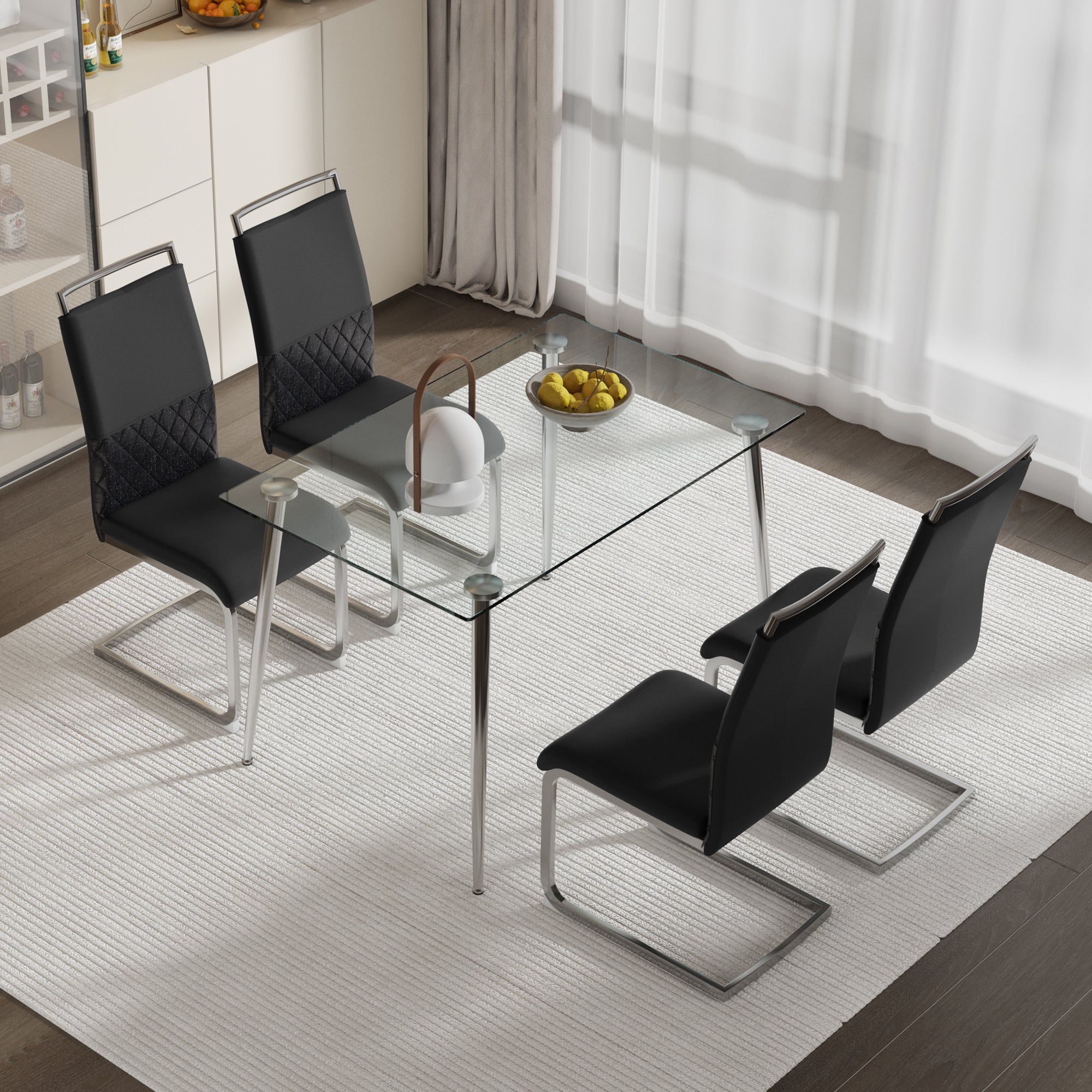 Logidon Dining Room Chairs Set of 4 Black with Padded Backrest